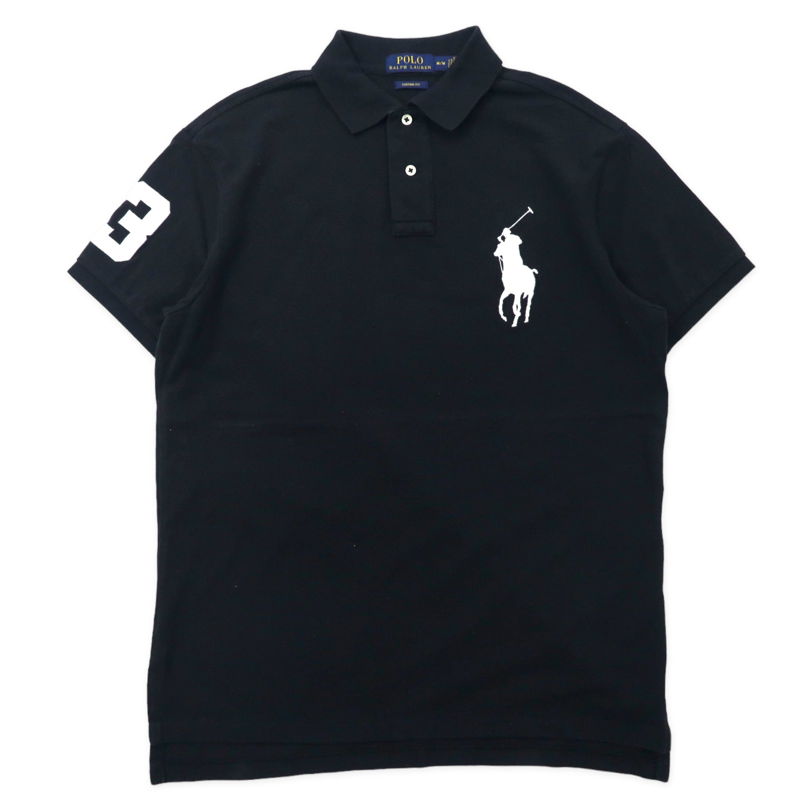 POLO RALPH LAUREN Big Pony Polo Shirt M Black Cotton Custom Fit