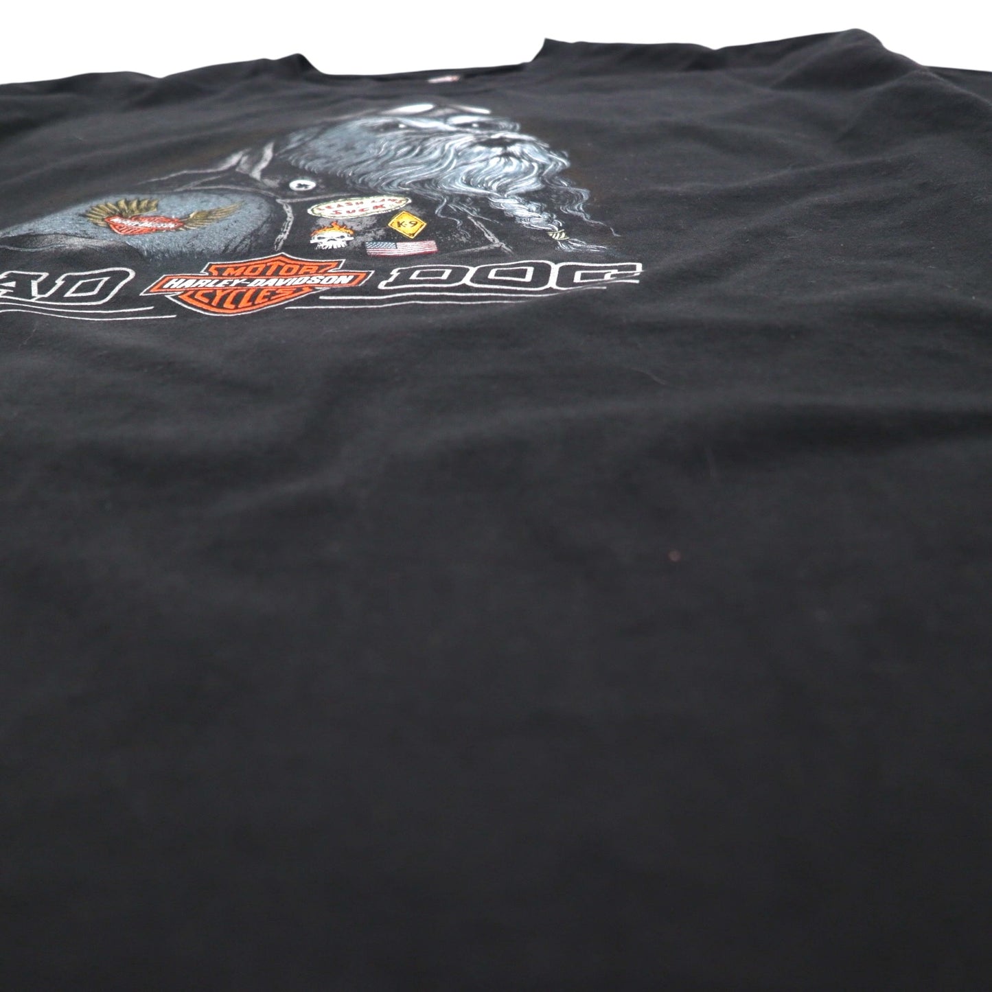 HARLEY DAVIDSON Double-sided Print T-Shirt XL Black Cotton BAD DOG