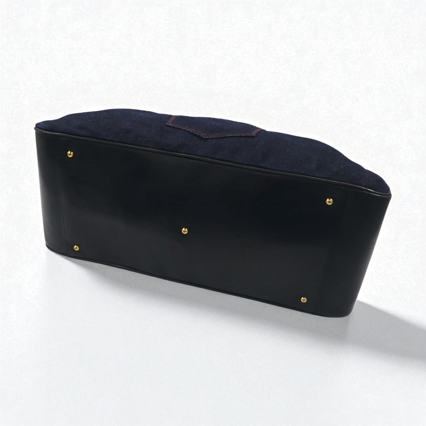 EVISU レザーハンドル デニム ボストンバッグ ハンドバッグ インディゴ ブルー 濃紺 ポケット