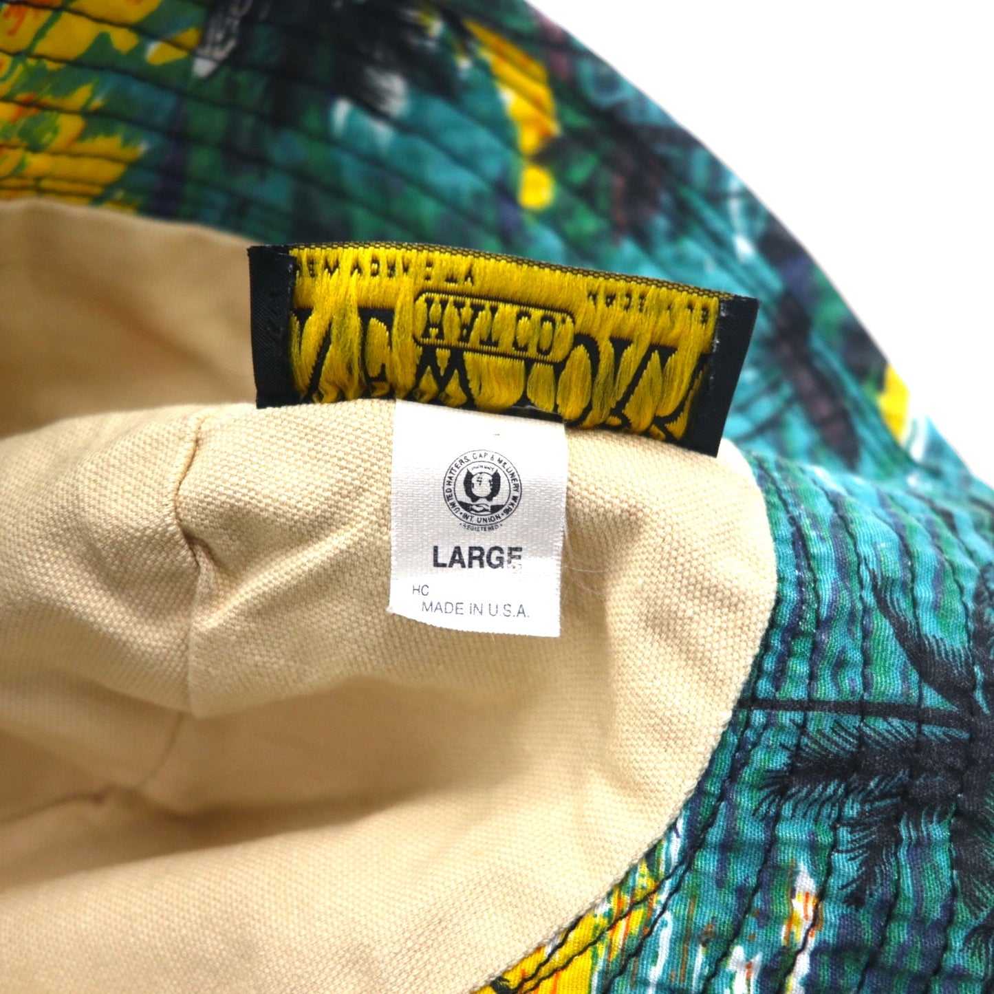 NEW YORK HAT Co. USA製 ビーチモチーフ バケットハット L グリーン 総柄 コットン