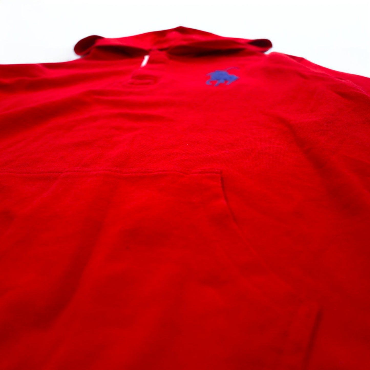 Polo by Ralph Lauren ビッグポニー刺繍 ハーフボタン パーカー S レッド コットン 鹿の子
