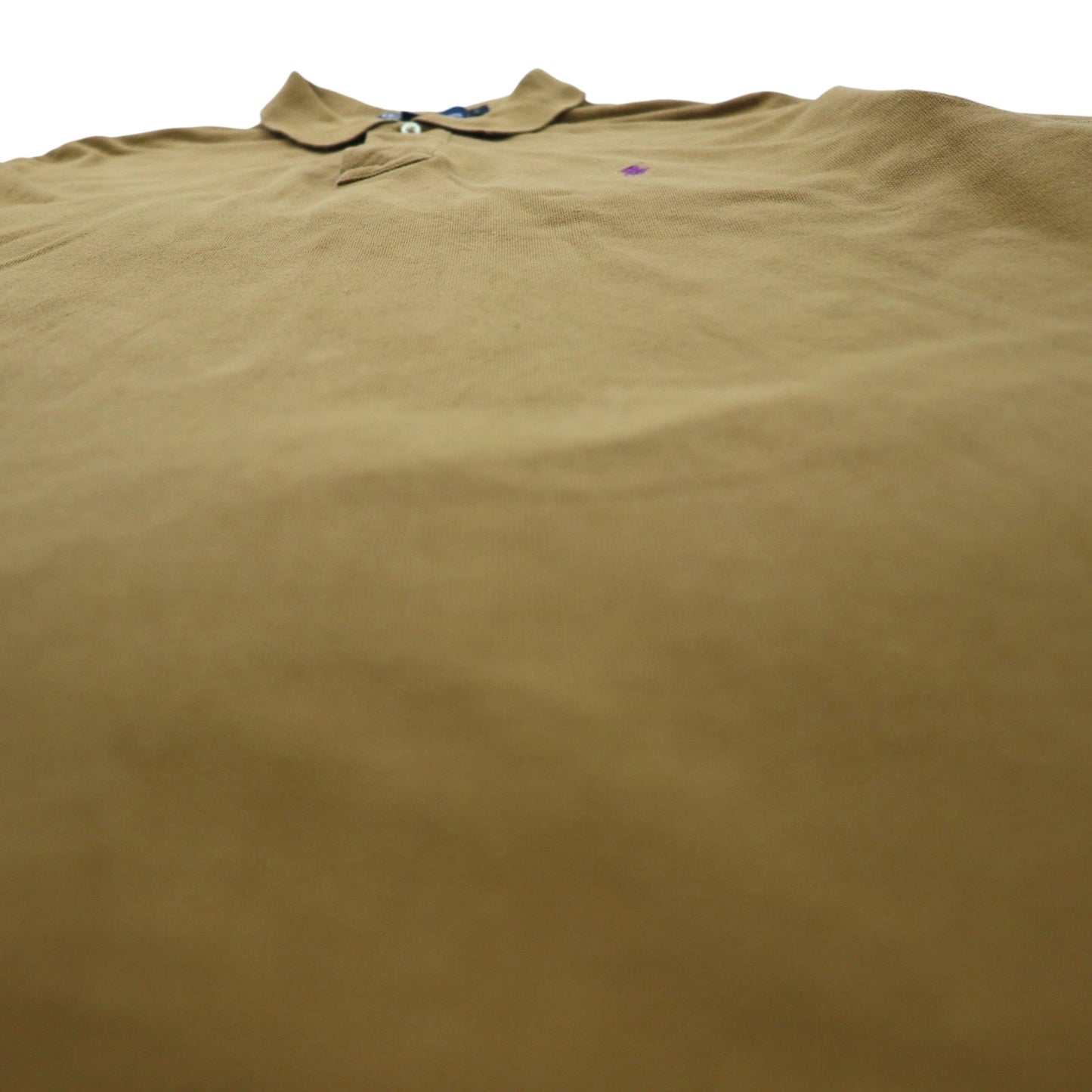 Polo by Ralph Lauren 90s Polo Shirt, Size L, Camel Cotton, Pique, Small Pony Embroidery