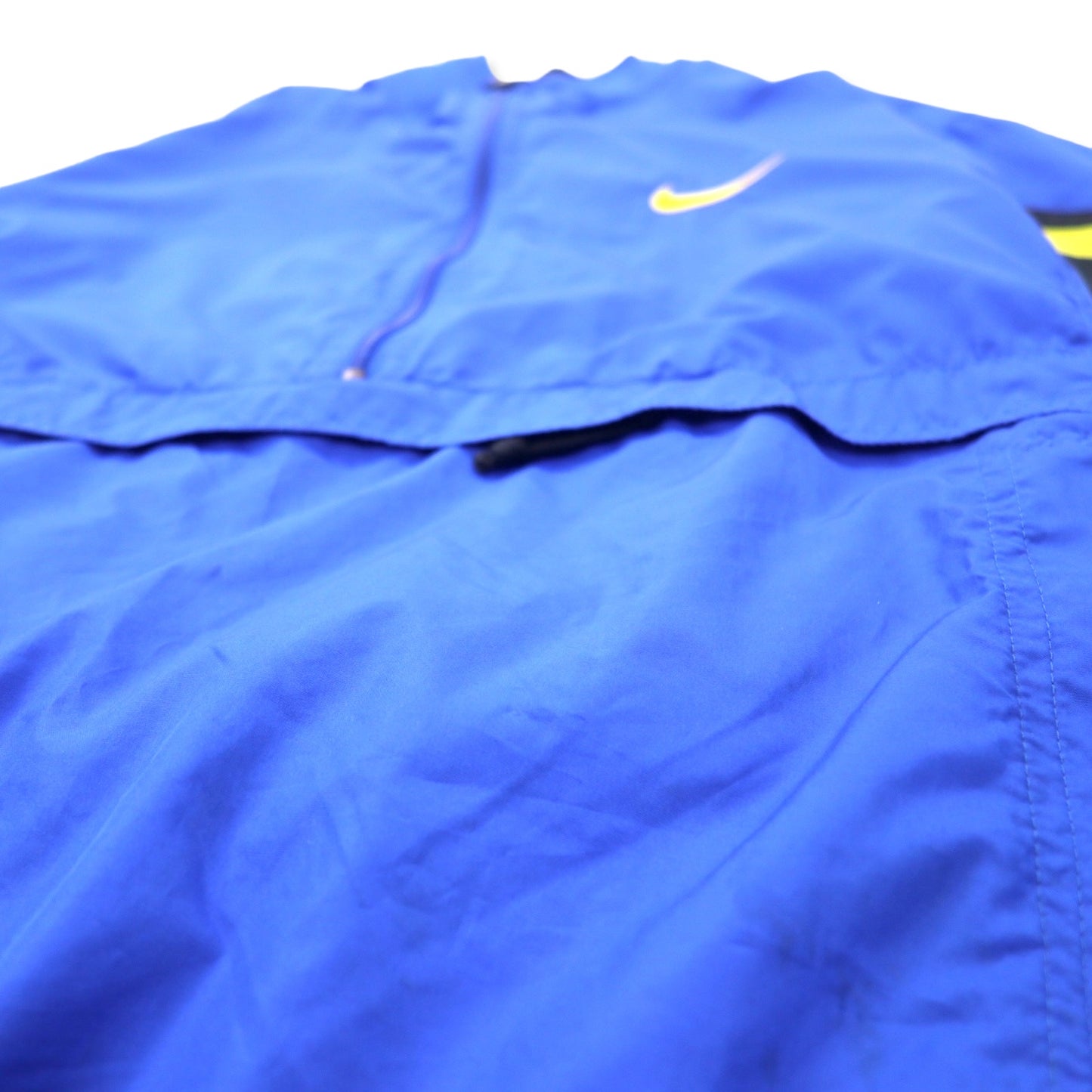 NIKE 90年代 アノラックジャケット ハーフジップ ナイロンジャケット M ブルー ポリエステル メッシュ切り替え 銀タグ スウォッシュロゴ刺繍