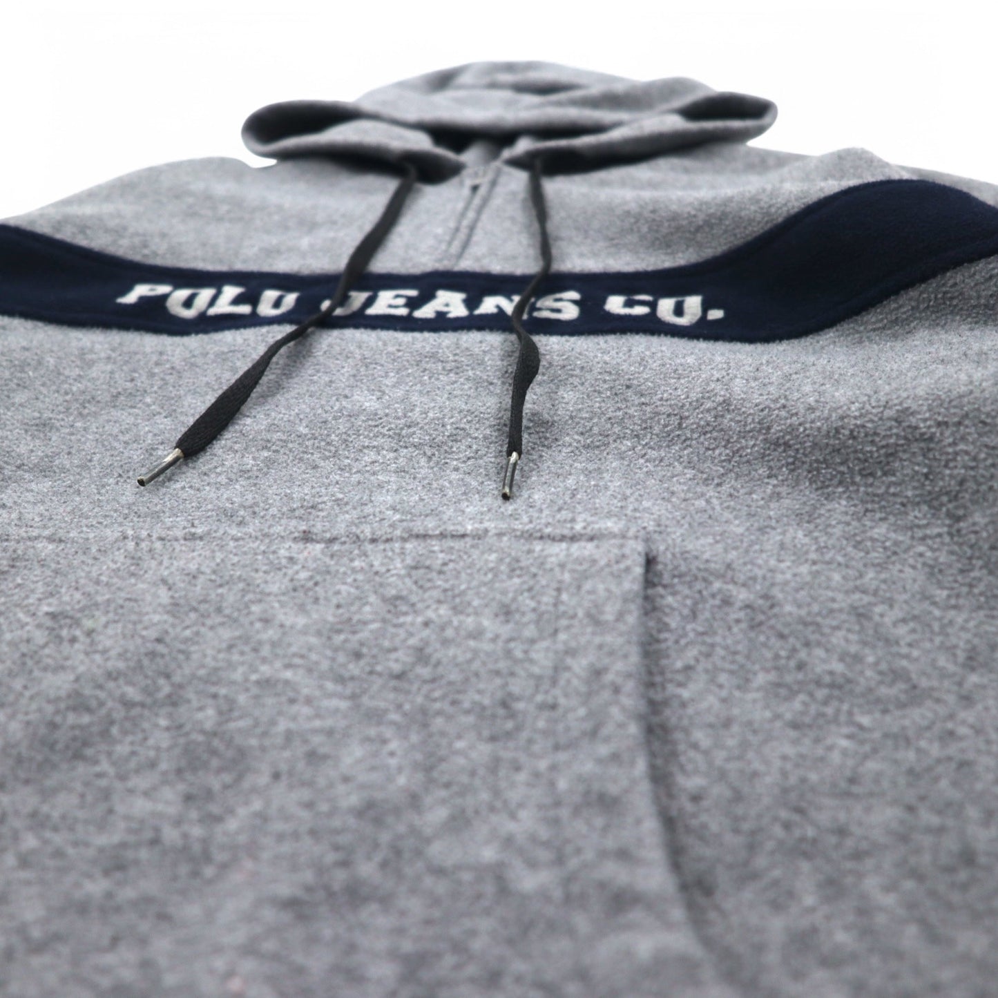 POLO JEANS CO. RALPH LAUREN 90s fleece half-zip hoodie L gray polyester logo