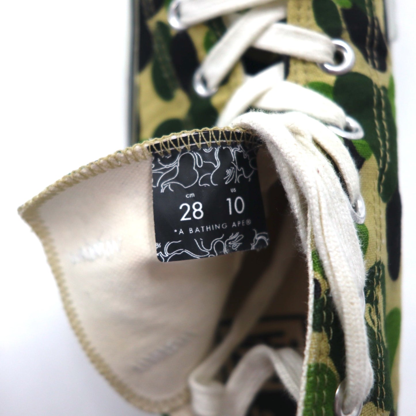 A BATHING APE キャンバス スニーカー 28cm カーキ カモフラ柄 APE STA GREEN CAMO LO 日本製