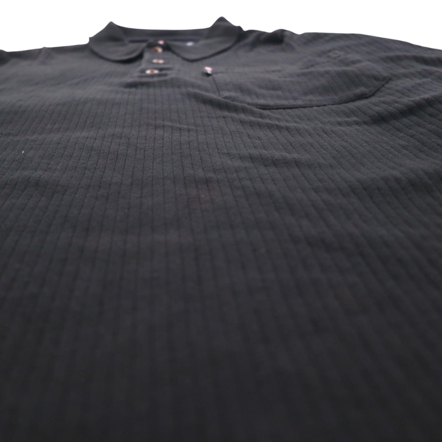 CHAPS RALPH LAUREN Long Sleeve Polo Shirt, Rugby Shirt, XL, Black, Cotton, Chest Pocket