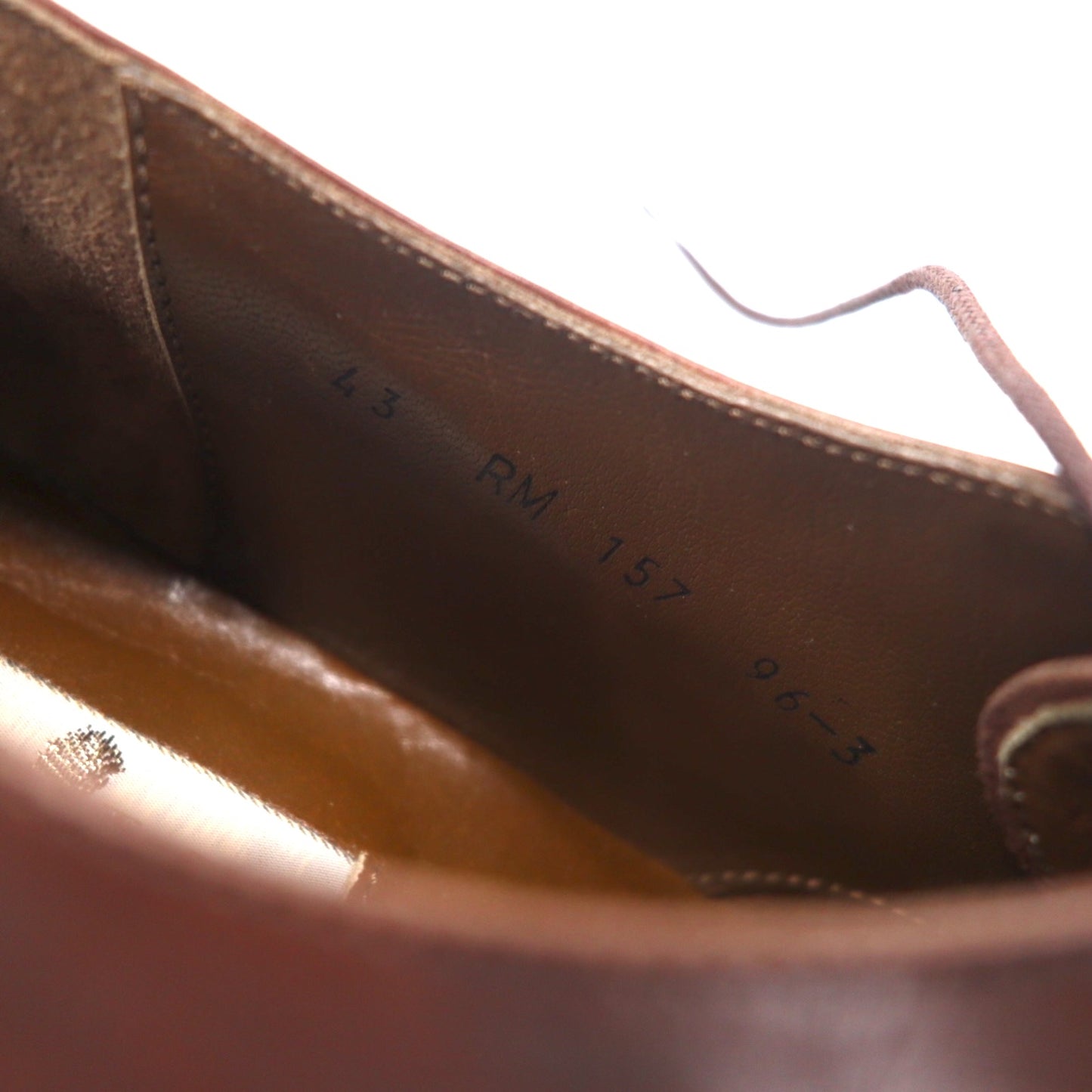 RM Italian made U-tip dress shoes, 26.5cm, brown leather, ostrich accents