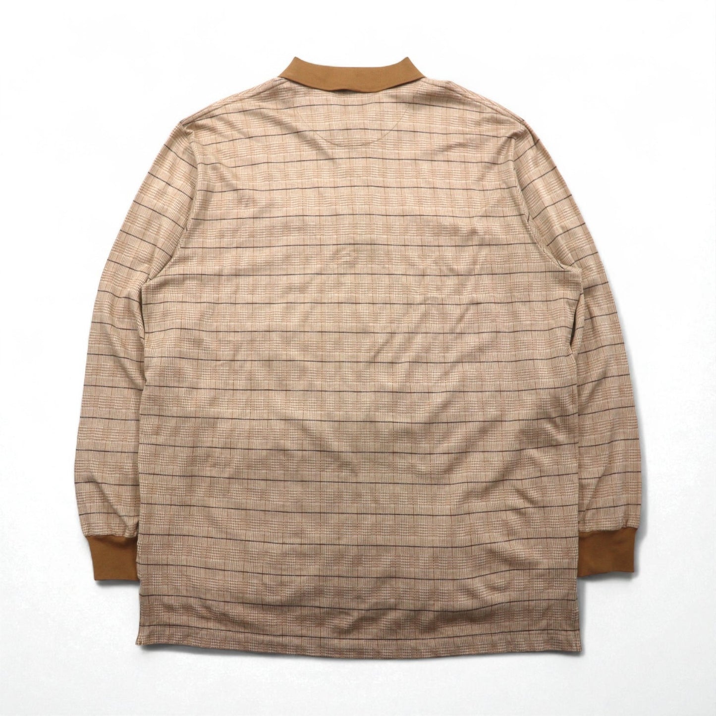 POLO GOLF RALPH LAUREN Long Sleeve Polo Shirt, Rugby Shirt, XL, Beige Check