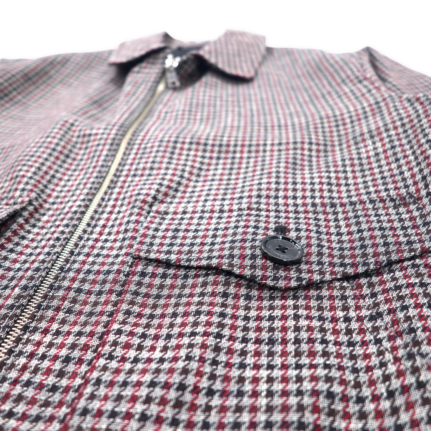 BLACK LABEL CRESTBRIDGE ジップアップジャケット L グレー 千鳥格子 リネン 51F23-122-44