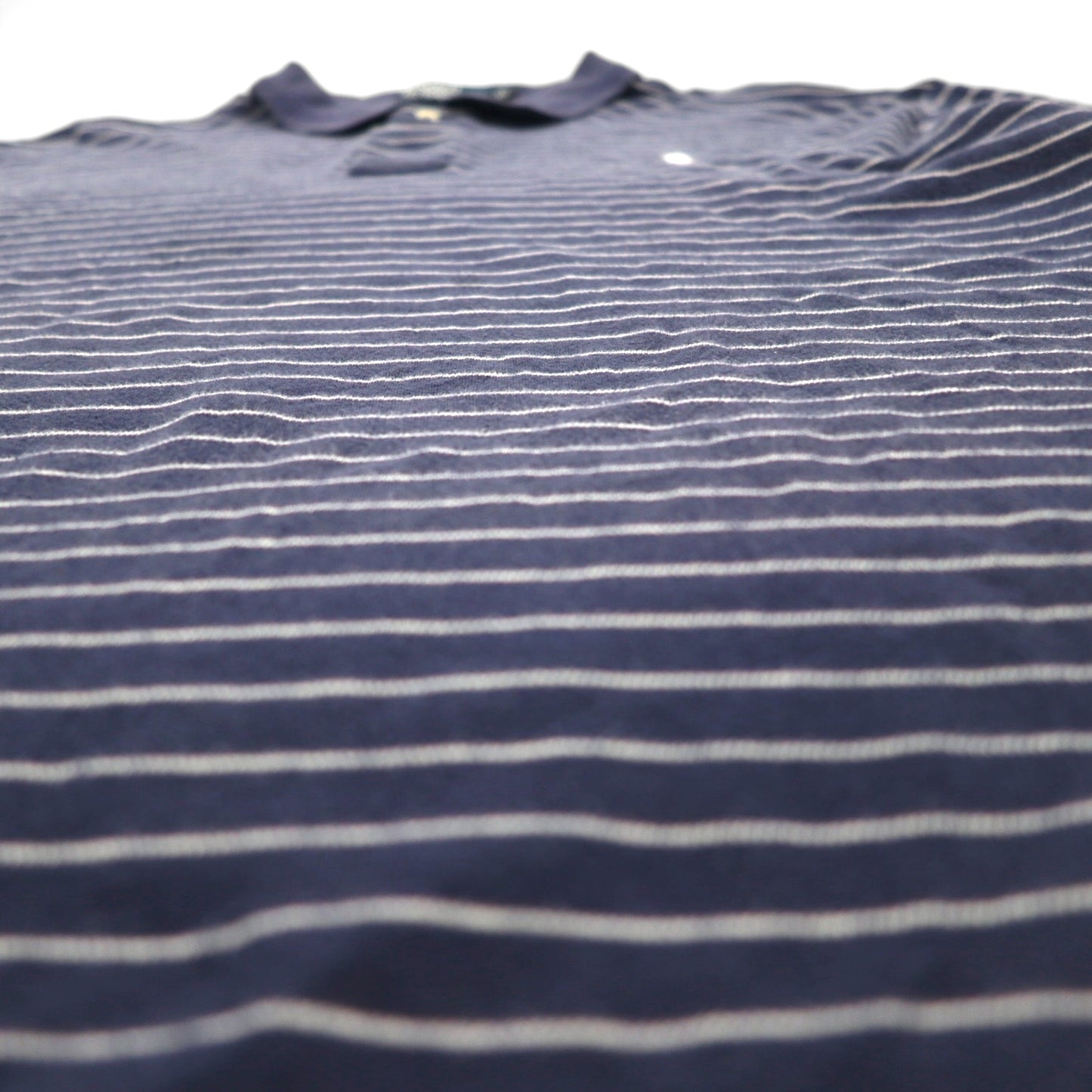 Polo by Ralph Lauren 90s Striped Polo Shirt, XL, Navy Cotton, Small Pony Embroidery