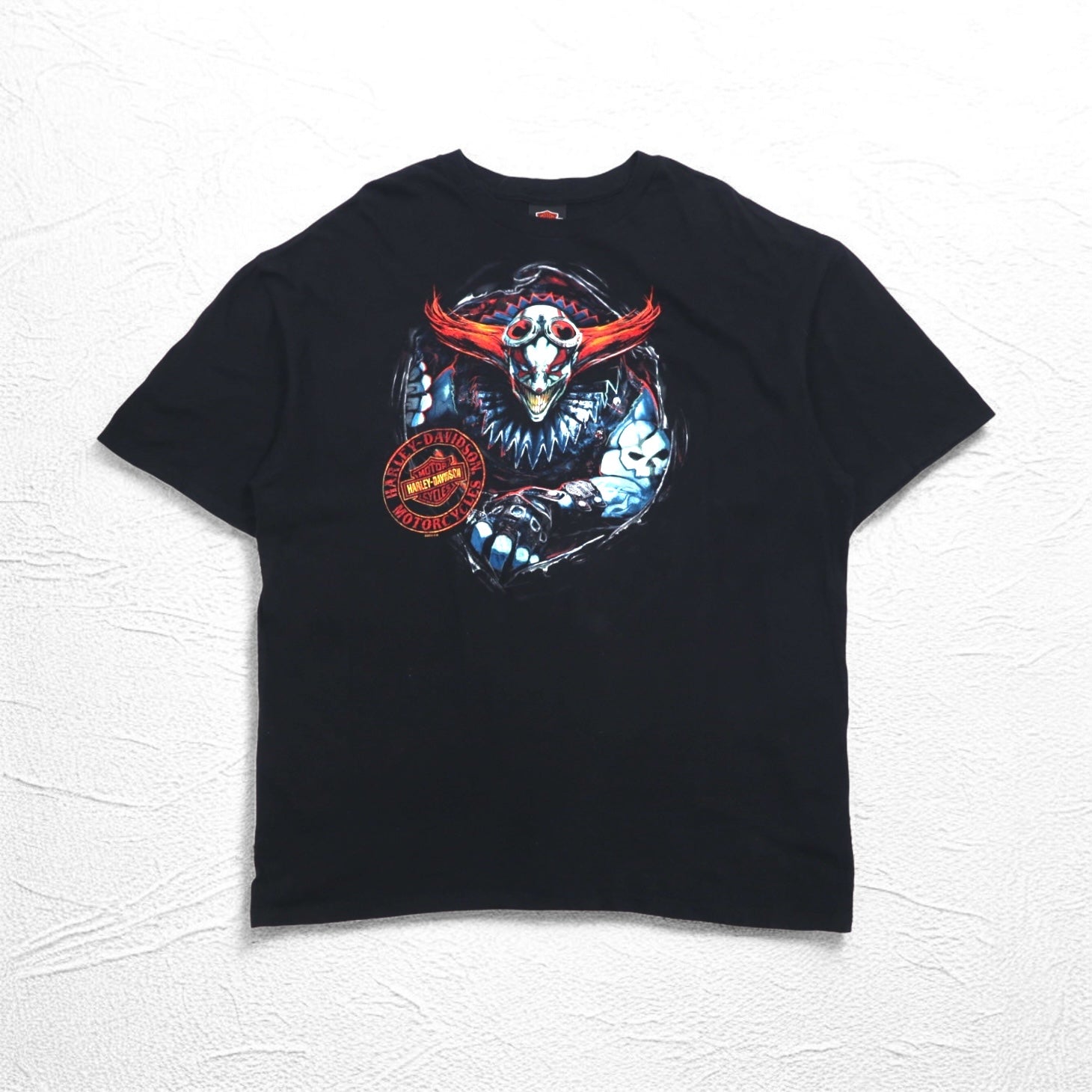 HARLEY DAVIDSON 両面プリント Tシャツ 2XL ブラック コットン スカル 