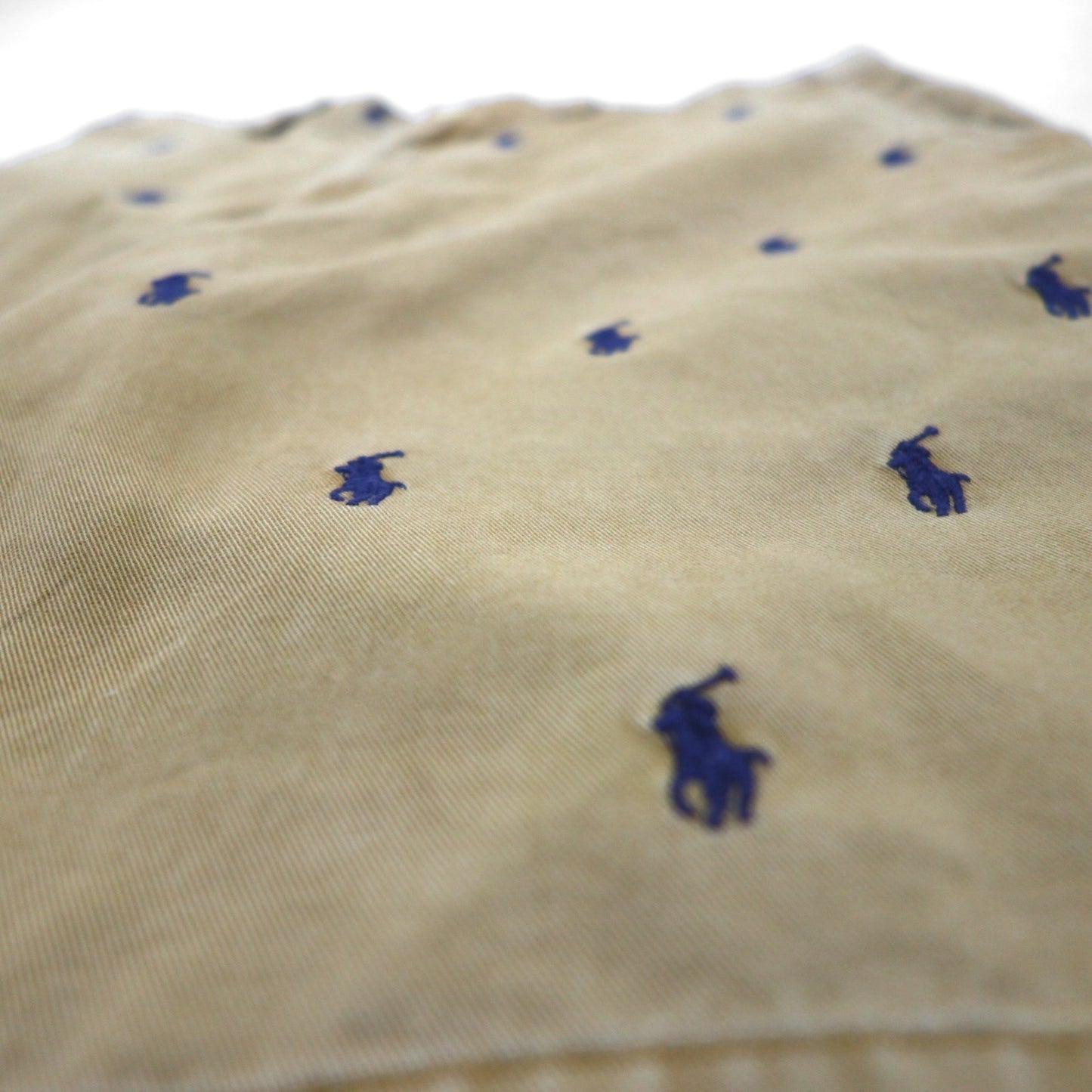 POLO RALPH LAUREN オールオーバーポニー刺繍 ショート チノパンツ S ベージュ コットン