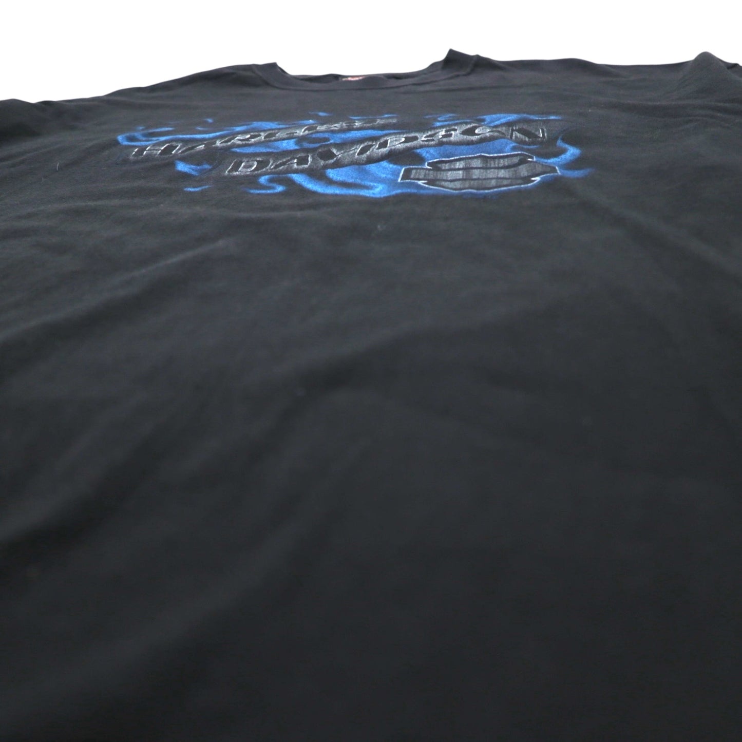 HARLEY DAVIDSON 00s Made in USA Blue Fire Pattern Double-Sided Print T-Shirt 2XL Black SOMERSET Big Size