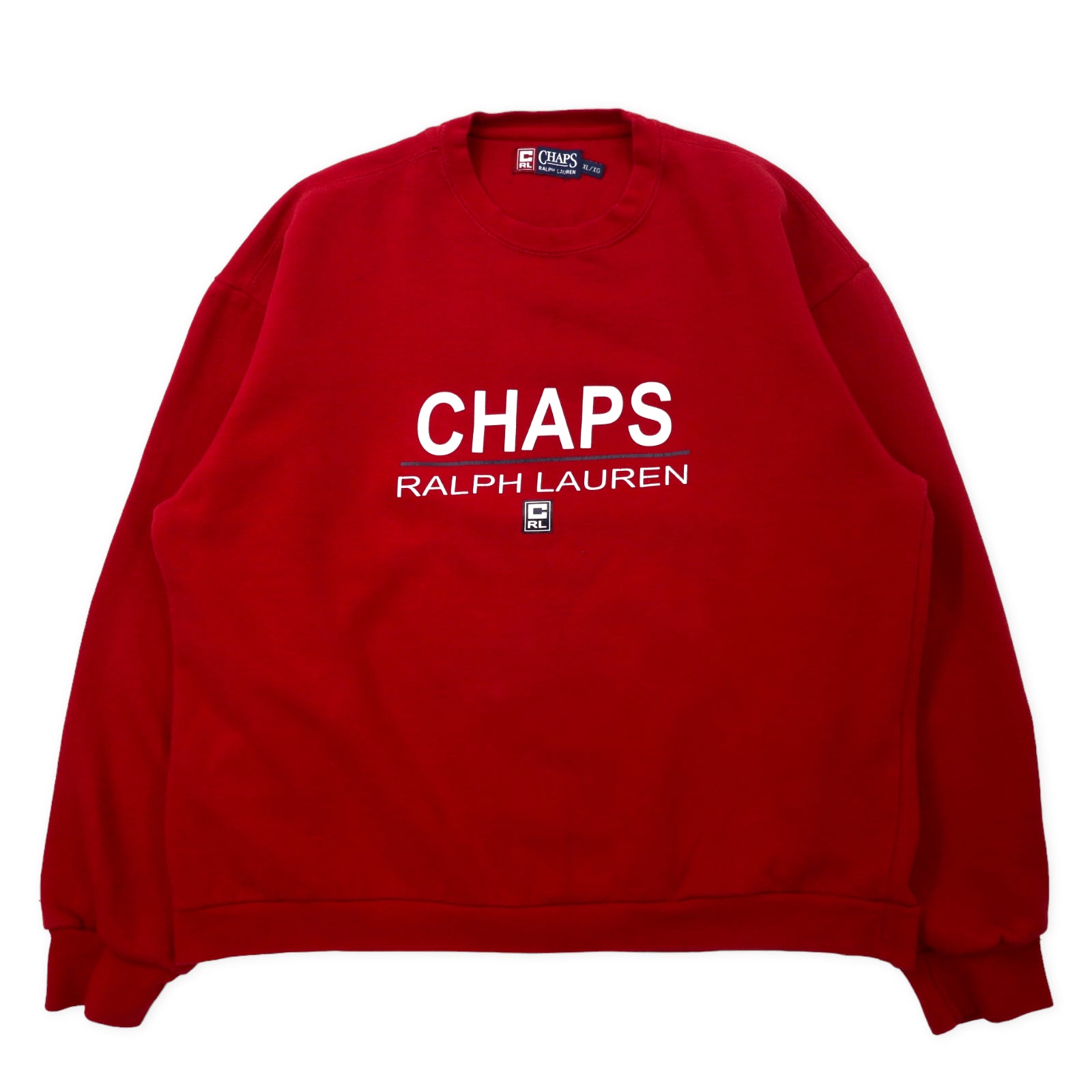 CHAPS RALPH LAUREN 90s Logo Print Sweatshirt XL Red Cotton BRUSHED ...