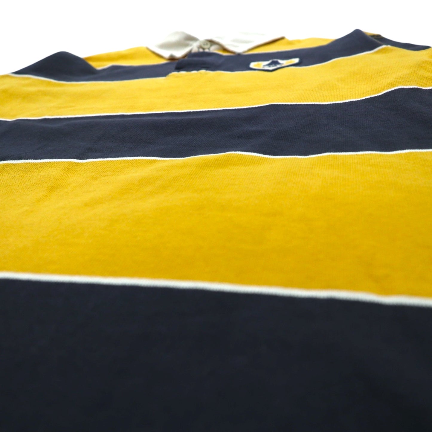 Abercrombie 90s Border Rugby Shirt, Size M, Yellow, Navy, Numbering Patch