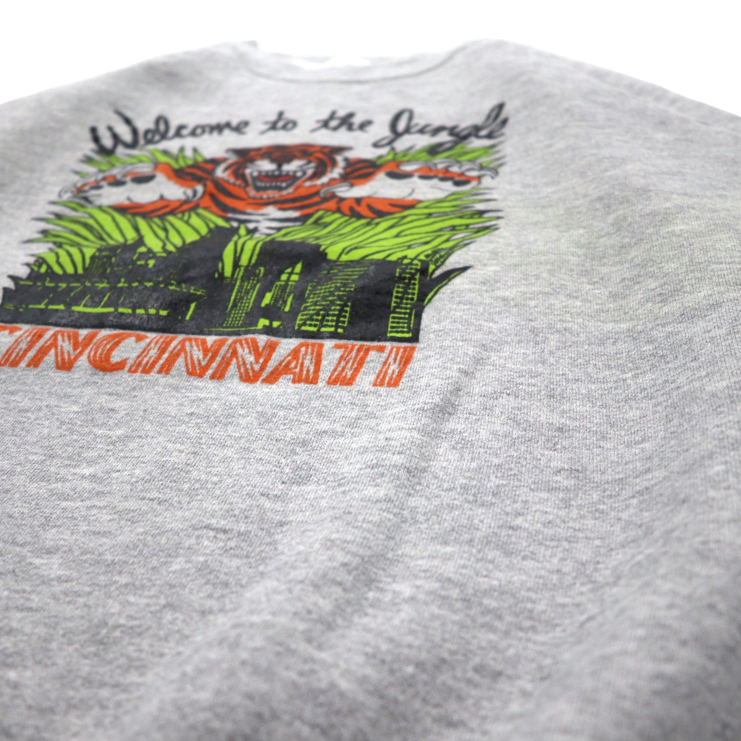 FRUIT OF THE LOOM USA製 80年代 アニマル プリント スウェット XL グレー コットン Welcome to the Jungle タイガー