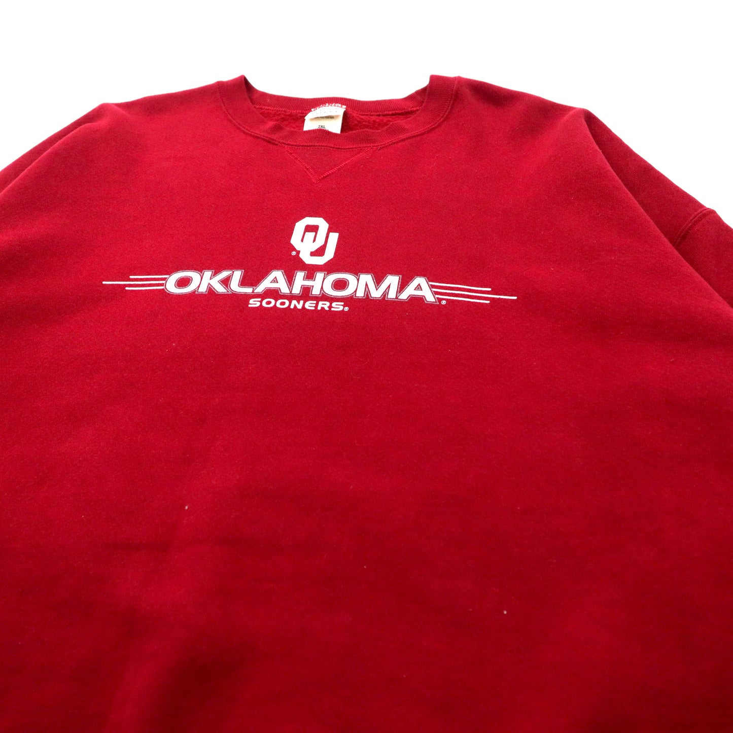 Made in USA MJSOFEE 90's Big Size College Print Sweatshirt 2XL Red Cotton Brushed Back OKLAHOMA SOONERS