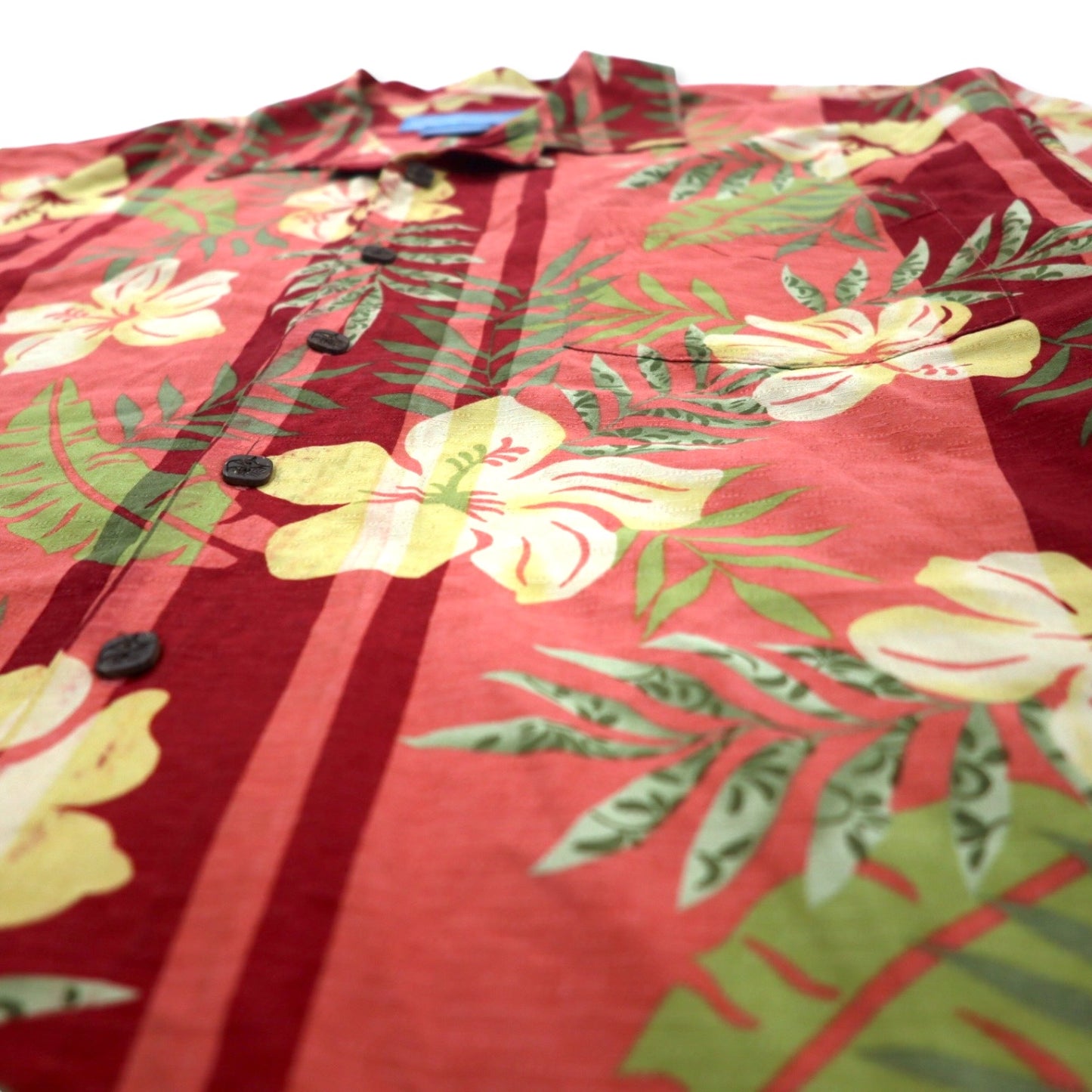 Bermuda Bay Aloha Shirt XL Red Silk All-over Hibiscus Botanical Big Size