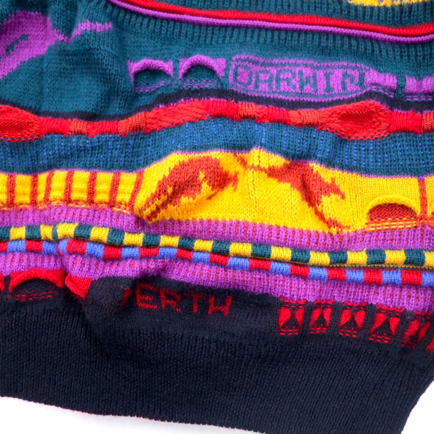 EMAROO AUSTRALIA 90s Australian made 3D knit sweater S Multicolor wool all-over print HYSPORT