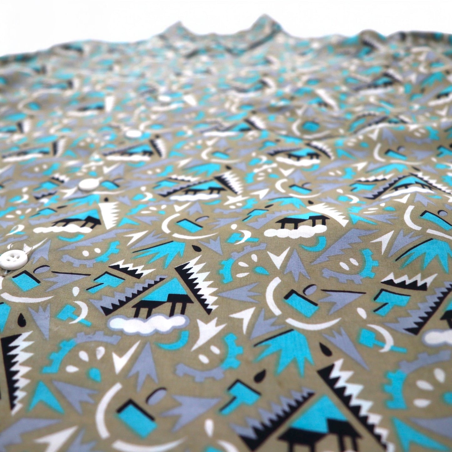 Vintage 90s Retro Shirt JESSE JAMES All-over Print Shirt L Grey Cupra Chest Pocket