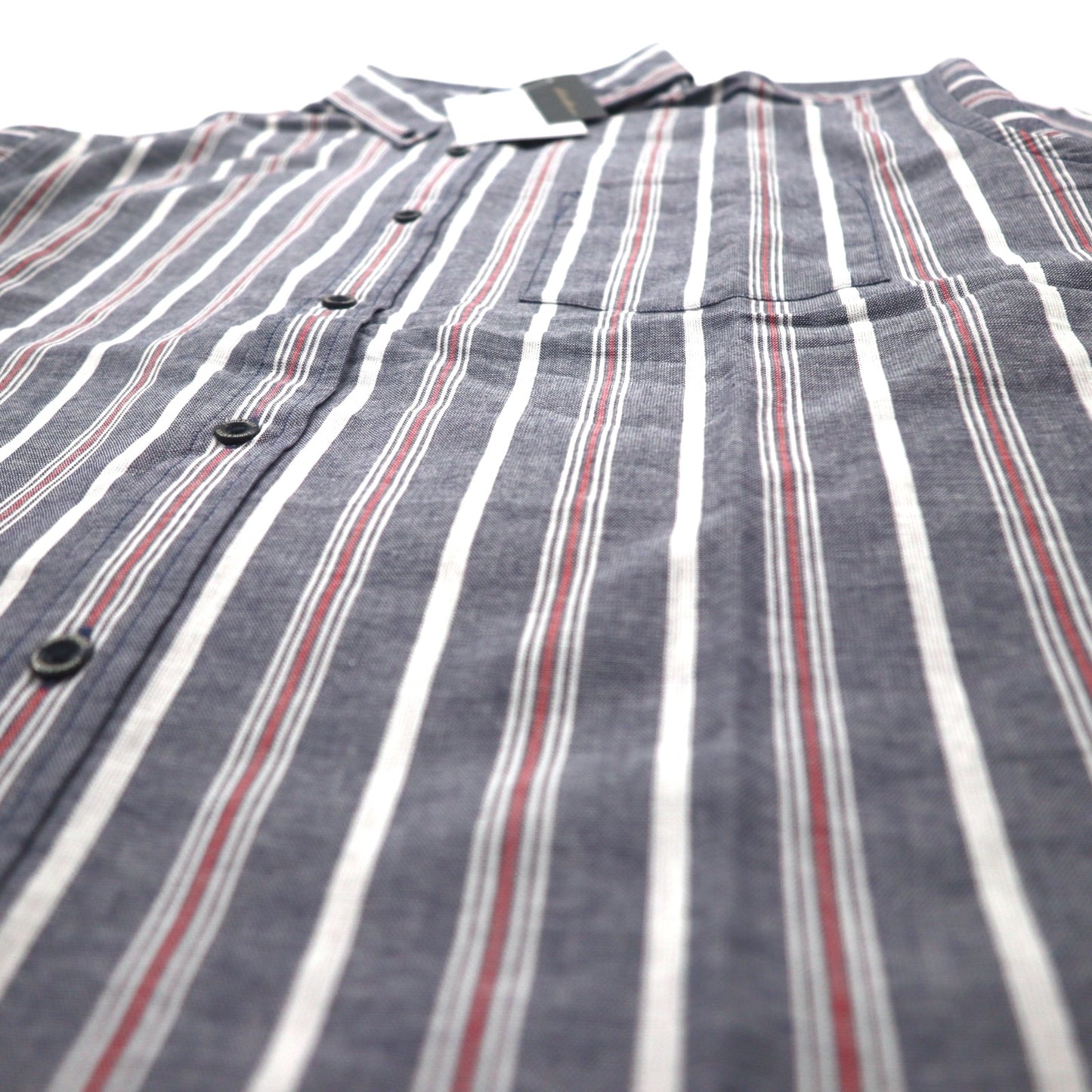 Eddie Bauer Double Cross Button Down Shirt L Blue Cotton Stripe Unused