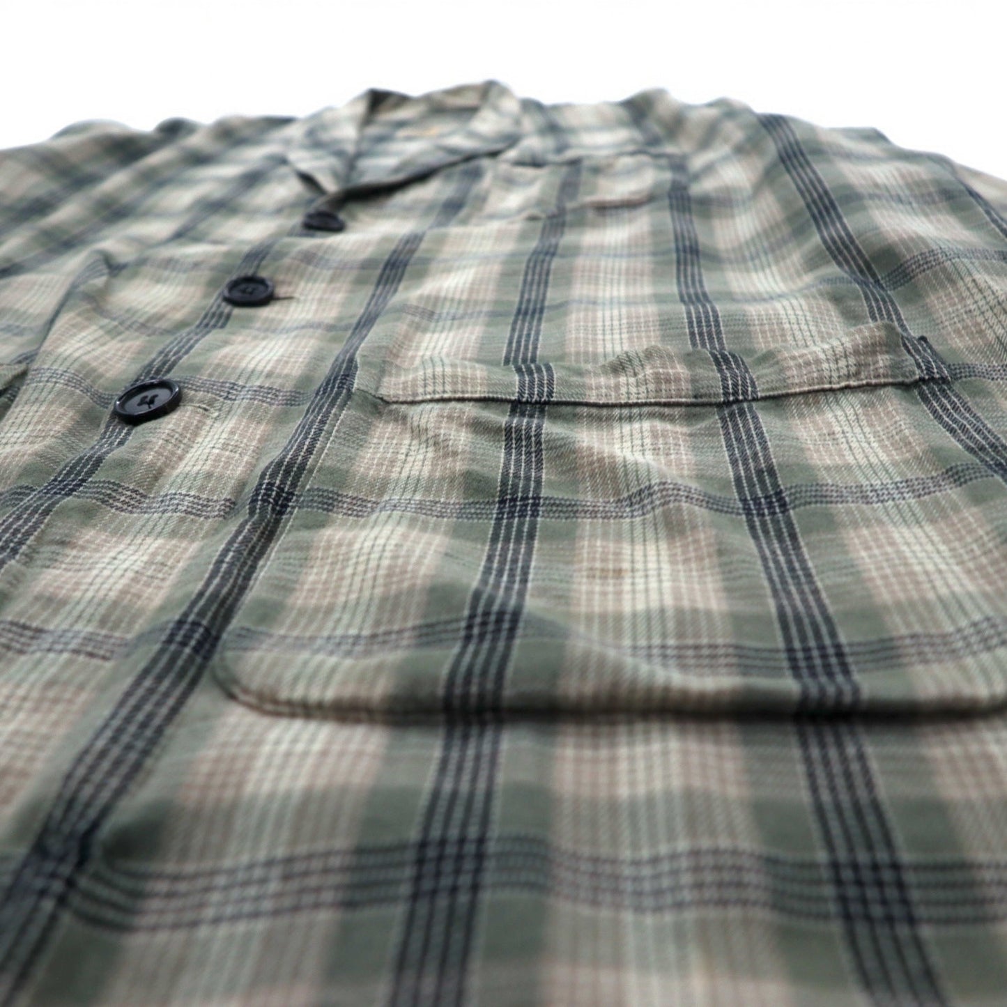 Sunday Works USA製 ガウンコート S カーキ チェック コットン UNION MADE