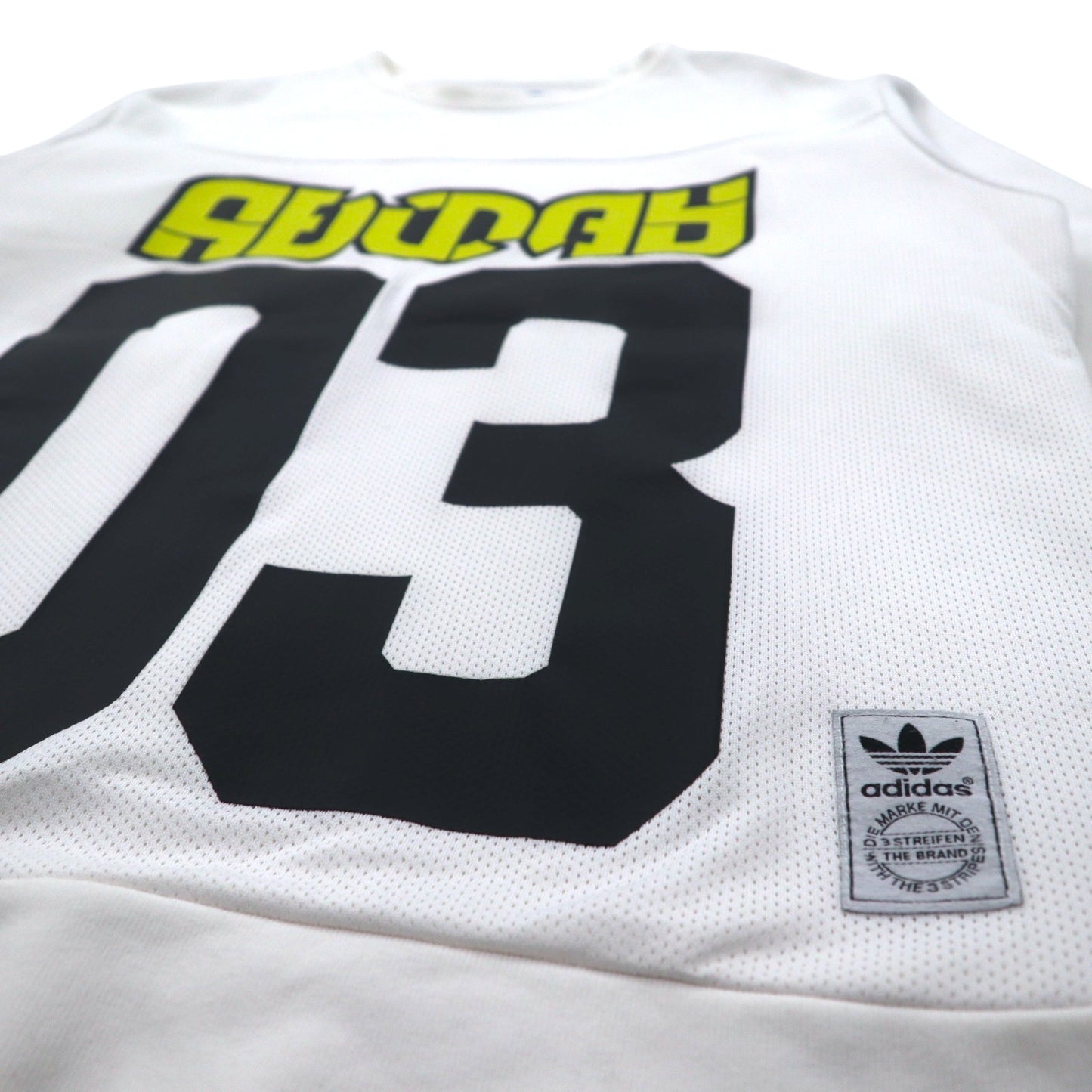 adidas originals ナンバリング プリント スウェット XS ホワイト メッシュ切り替え WINTER CREW SWEATSHIRT BS2626