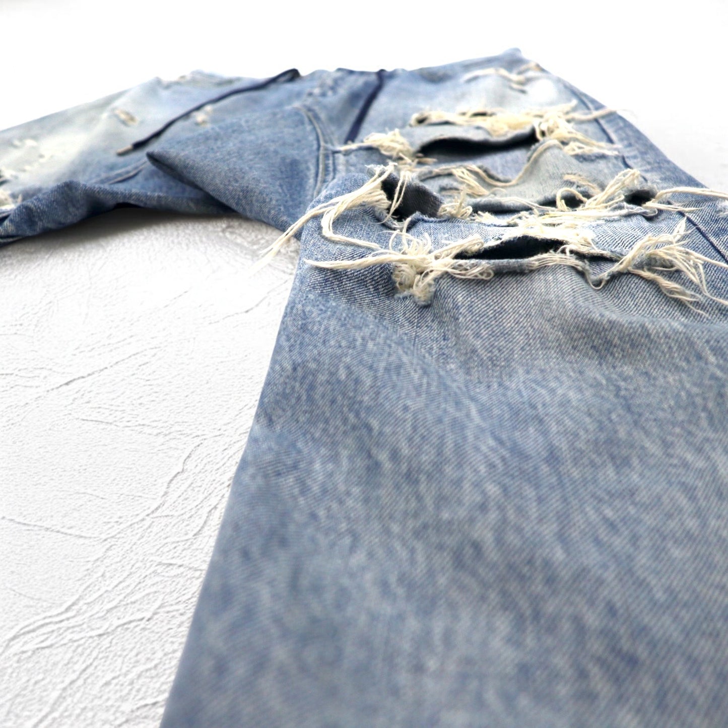 FUMITO GANRYU サルエル セルビッジ デニムパンツ M ダメージ クラッシュ加工 インディゴ ブルー 5-Pocket Sarrouel Pants 日本製