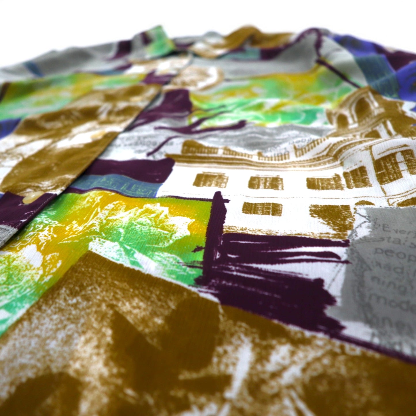 Vintage 90s Japan Made Retro Shirt ATTRAIT Retro All-over Print Polyester Shirt M Multicolor Art