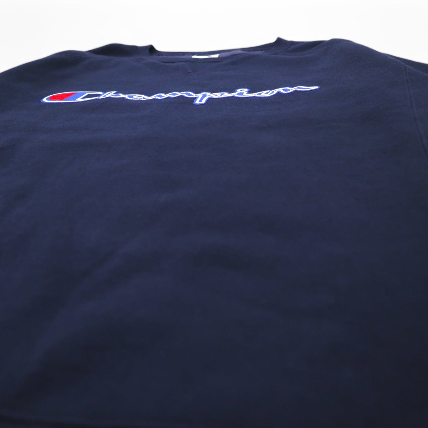 Champion elite 前V スウェット XL ネイビー コットン 裏起毛 スクリプトロゴ