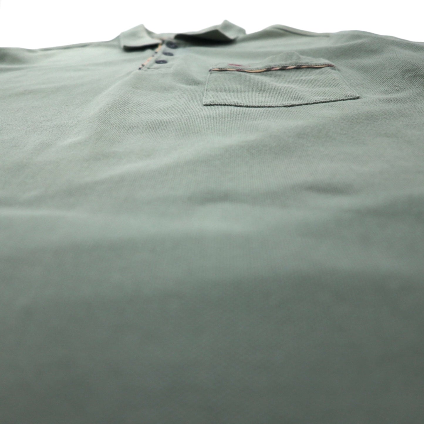 BURBERRY Polo Shirt, Size L, Khaki Cotton, Pique, Chest Pocket, One-Point Logo Embroidery