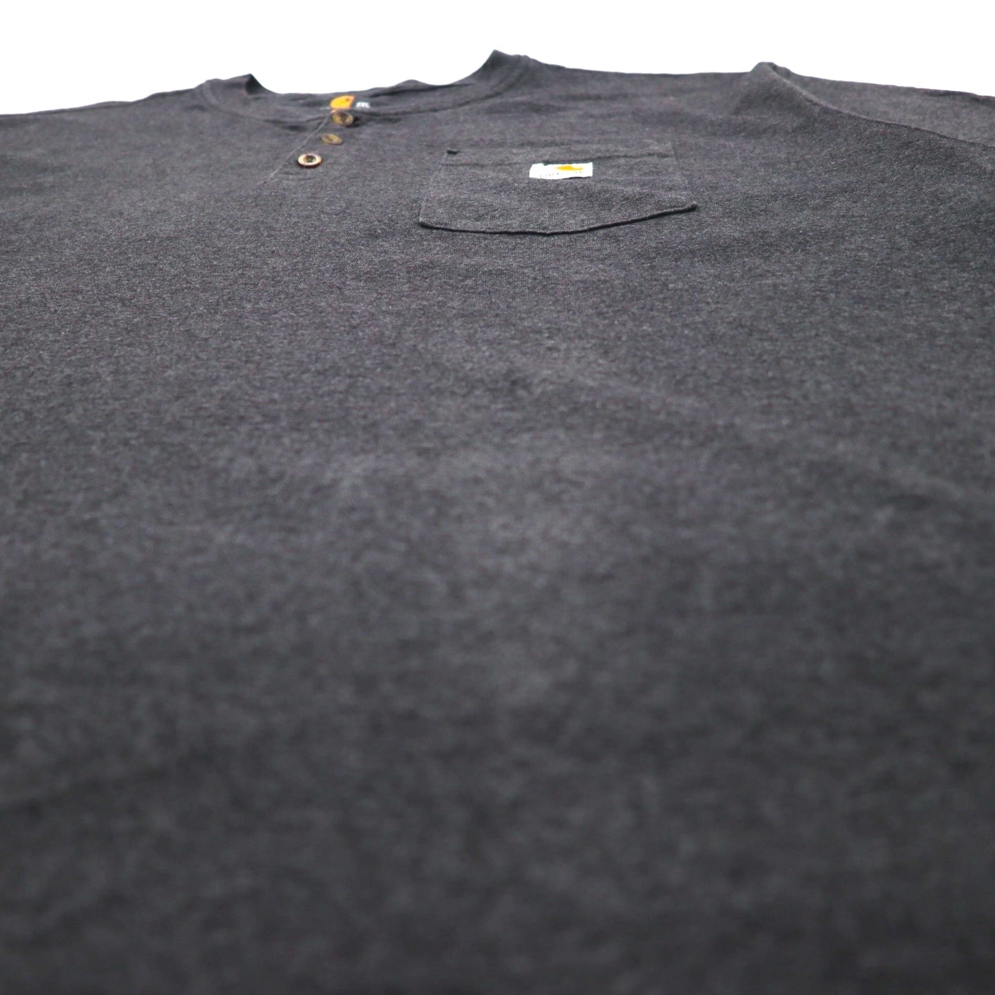 carhartt ヘンリーネック Tシャツ 2XL グレー ORIGINAL FIT 胸ポケット ビッグサイズ ホンジュラス製