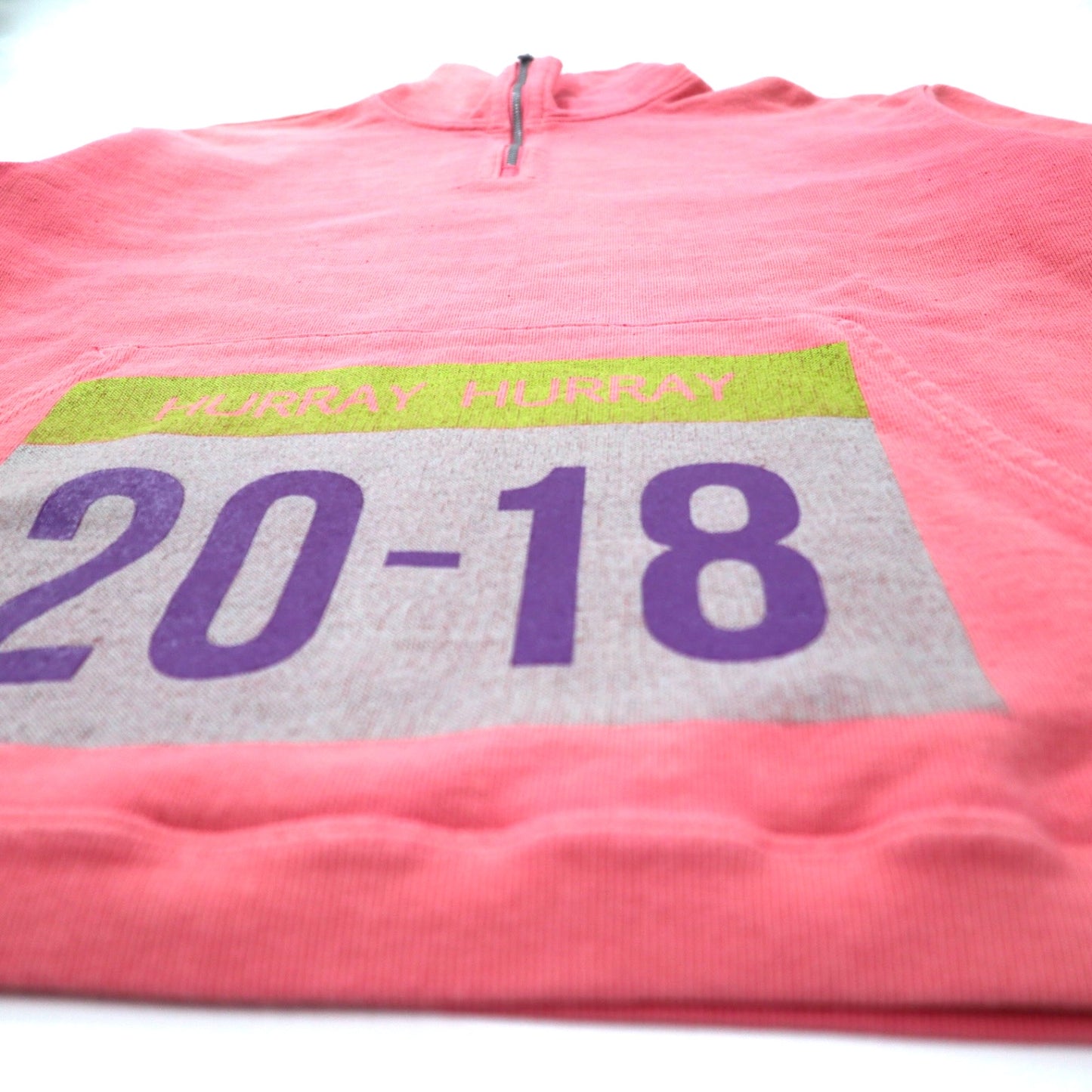 HURRAY HURRAY 半袖 ハーフジップ スウェット Tシャツ FREE ピンク コットン Ekiden Half Zip Sweat C4031-1 日本製