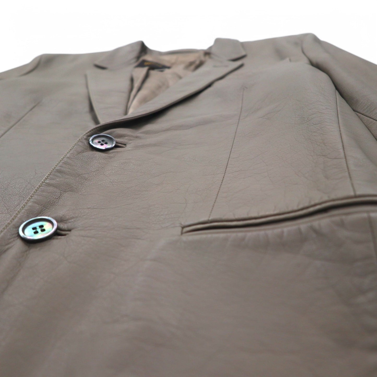 LOUIS VUITTON フランス製 カーフスキン 2B テーラードジャケット L ベージュ 牛革 LVJ 正規代理店