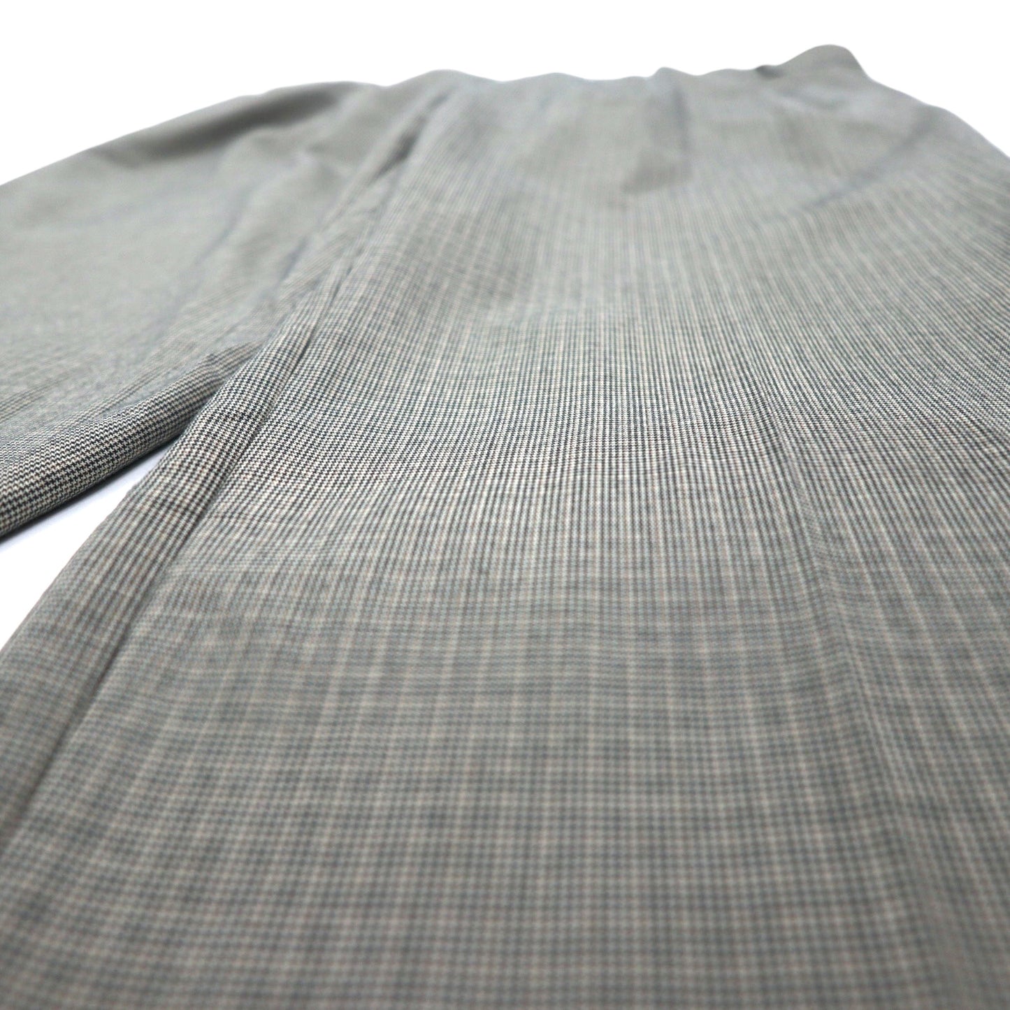 LAUREN RALPH LAUREN タック ワイド スラックスパンツ 36 グレー ガンクラブチェック 千鳥格子 ポリエステル