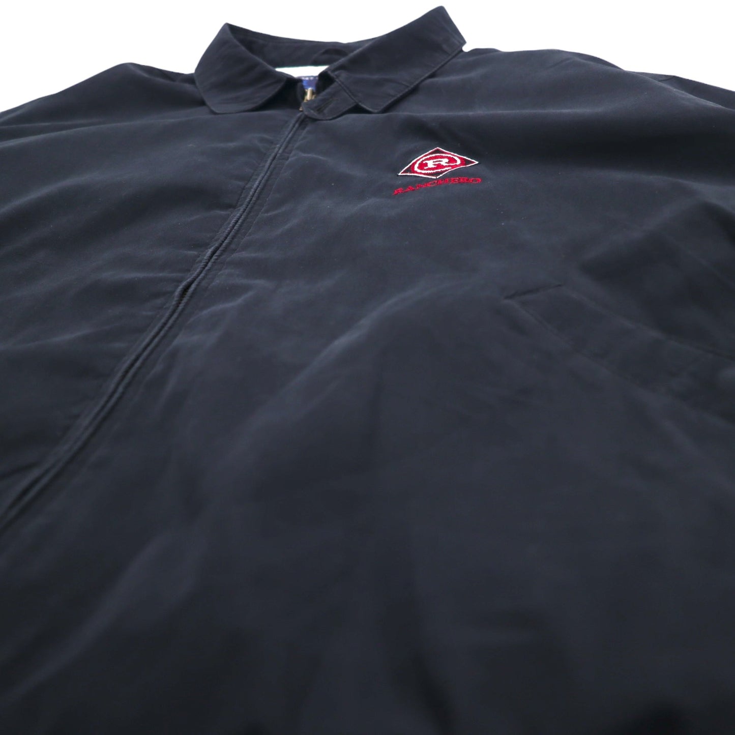 90年代 PORT AUTHORITY ピーチスキン スウィングトップ ハリントンジャケット XL ブラック ポリエステル コットン ワンポイント刺繍