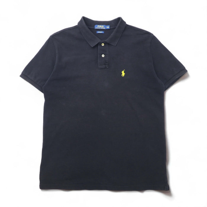 POLO RALPH LAUREN カスタムフィット ポロシャツ L ブラック コットン 鹿の子 スモールポニー刺繍