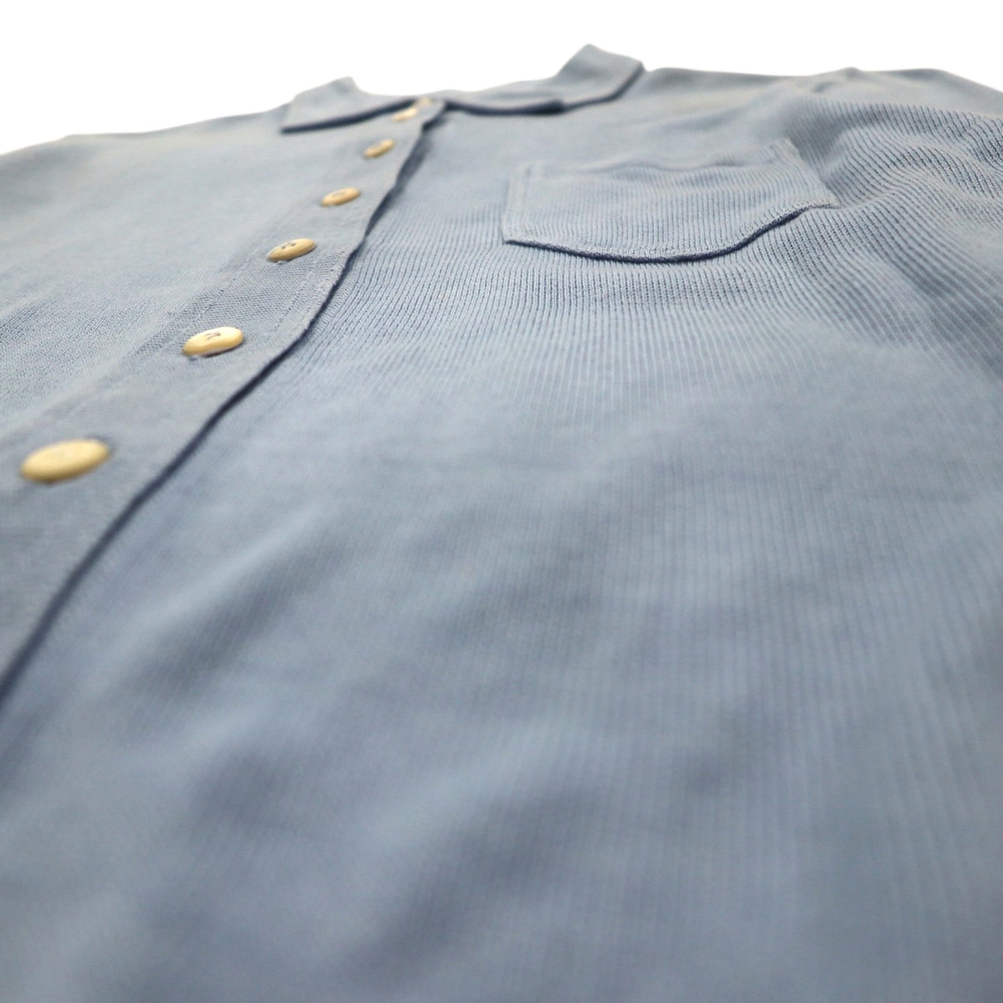 PRADA ボタンフロント ニットシャツ カーディガン M ブルー コットン イタリア製