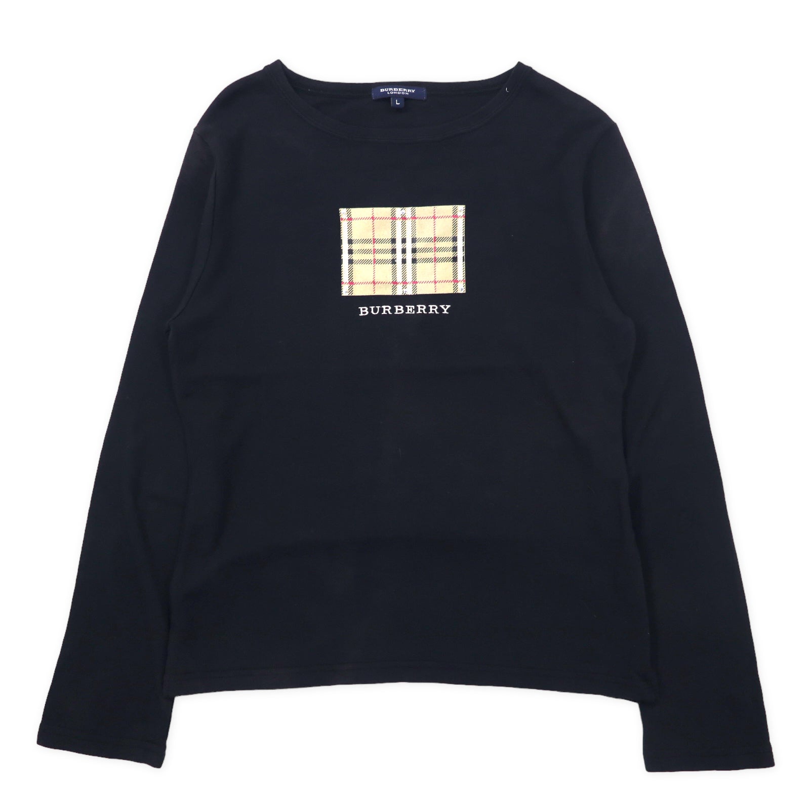 BURBERRY ノバチェック プリント ロングスリーブTシャツ L ブラック