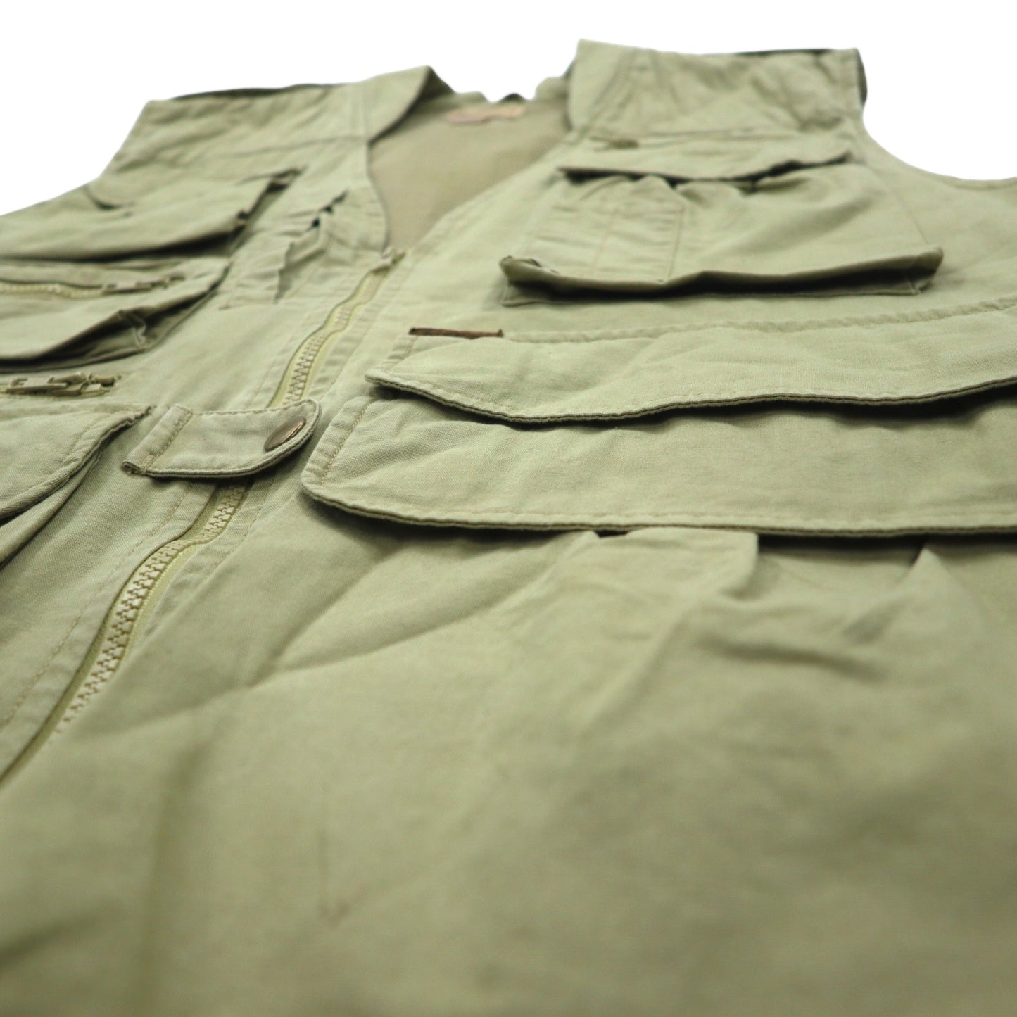 Woolrich 90年代 ハンティングベスト L ベージュ コットン マルチポケット