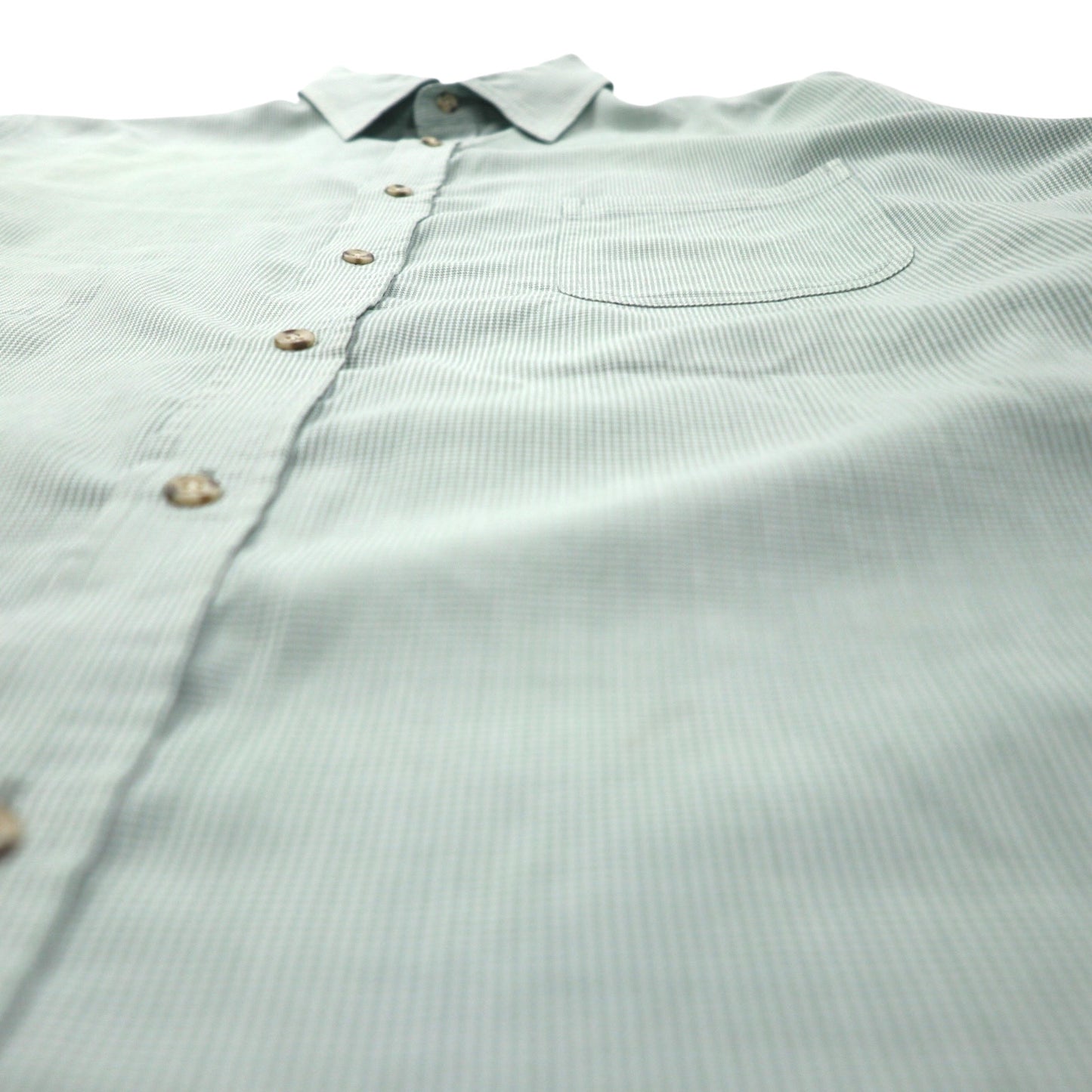 THE NORTH FACE アウトドア ポリエステルシャツ L グリーン チェック 胸ポケット ON-4569