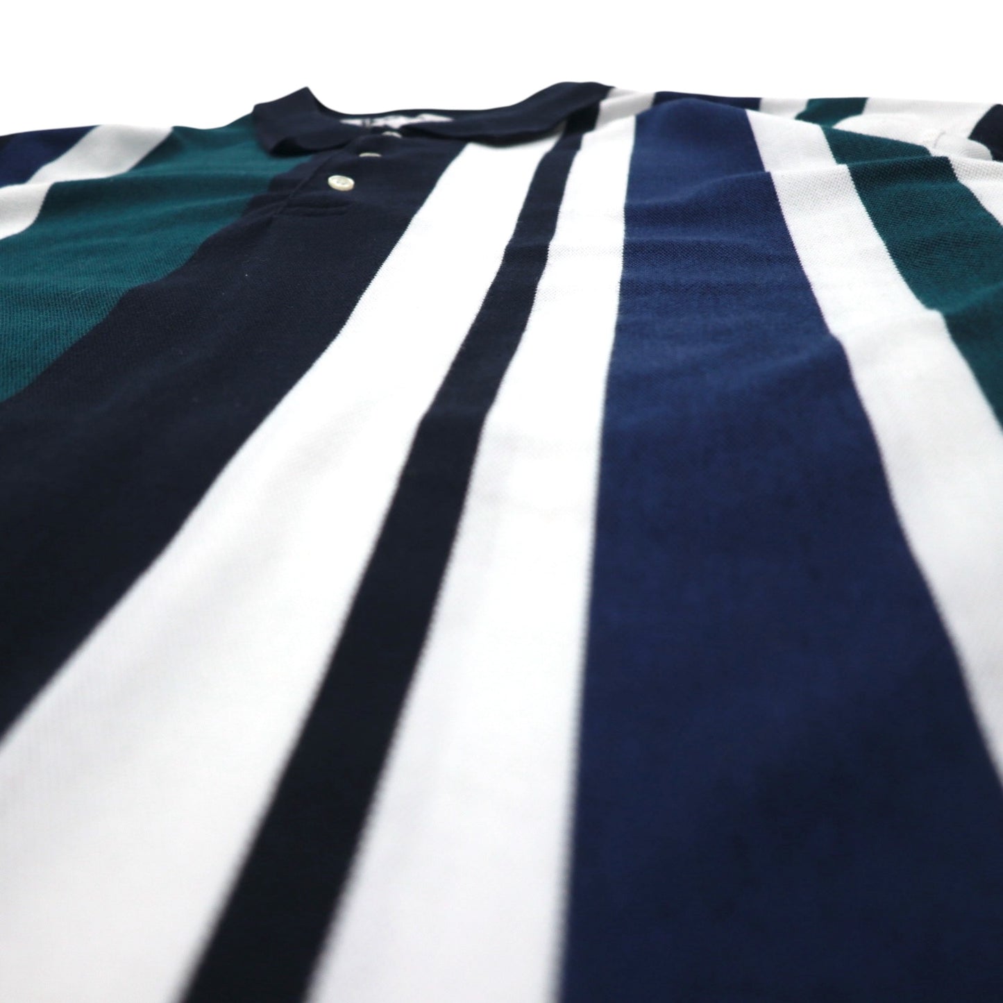 90s HARBOR BAY Multi-Stripe Polo Shirt 4XL BIG Navy Cotton Big Size