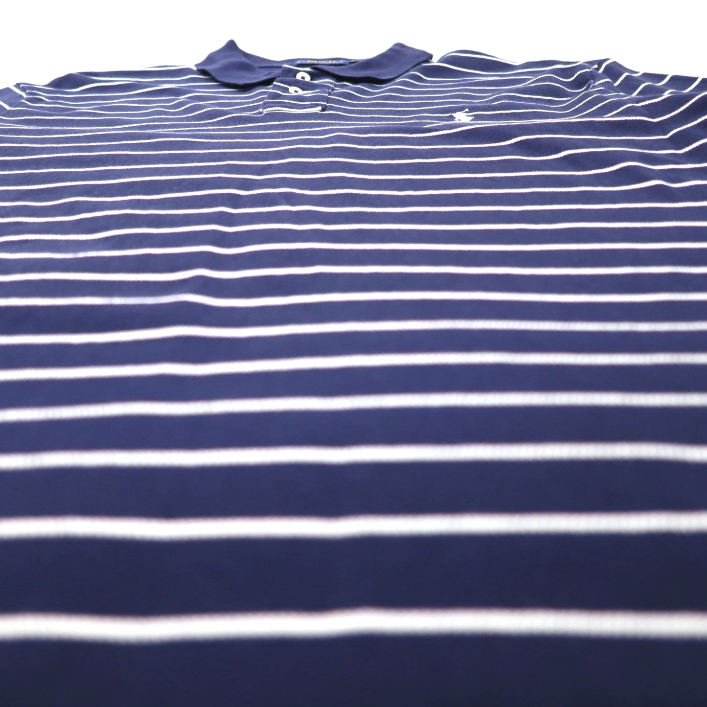 POLO RALPH LAUREN Custom Slim Fit Stretch Mesh Polo Shirt, Size XL, Navy, Striped Cotton, Pique, Small Pony Embroidery