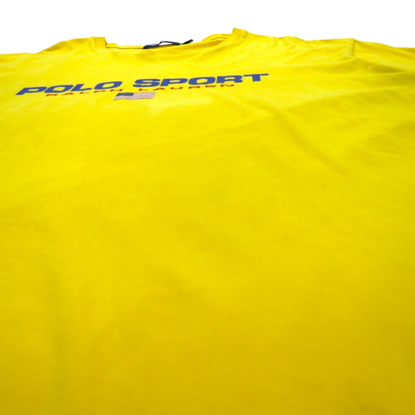 POLO SPORT RALPH LAUREN 90年代 シングルステッチ Tシャツ 3XL BIG イエロー 星条旗 ロゴプリント ビッグサイズ