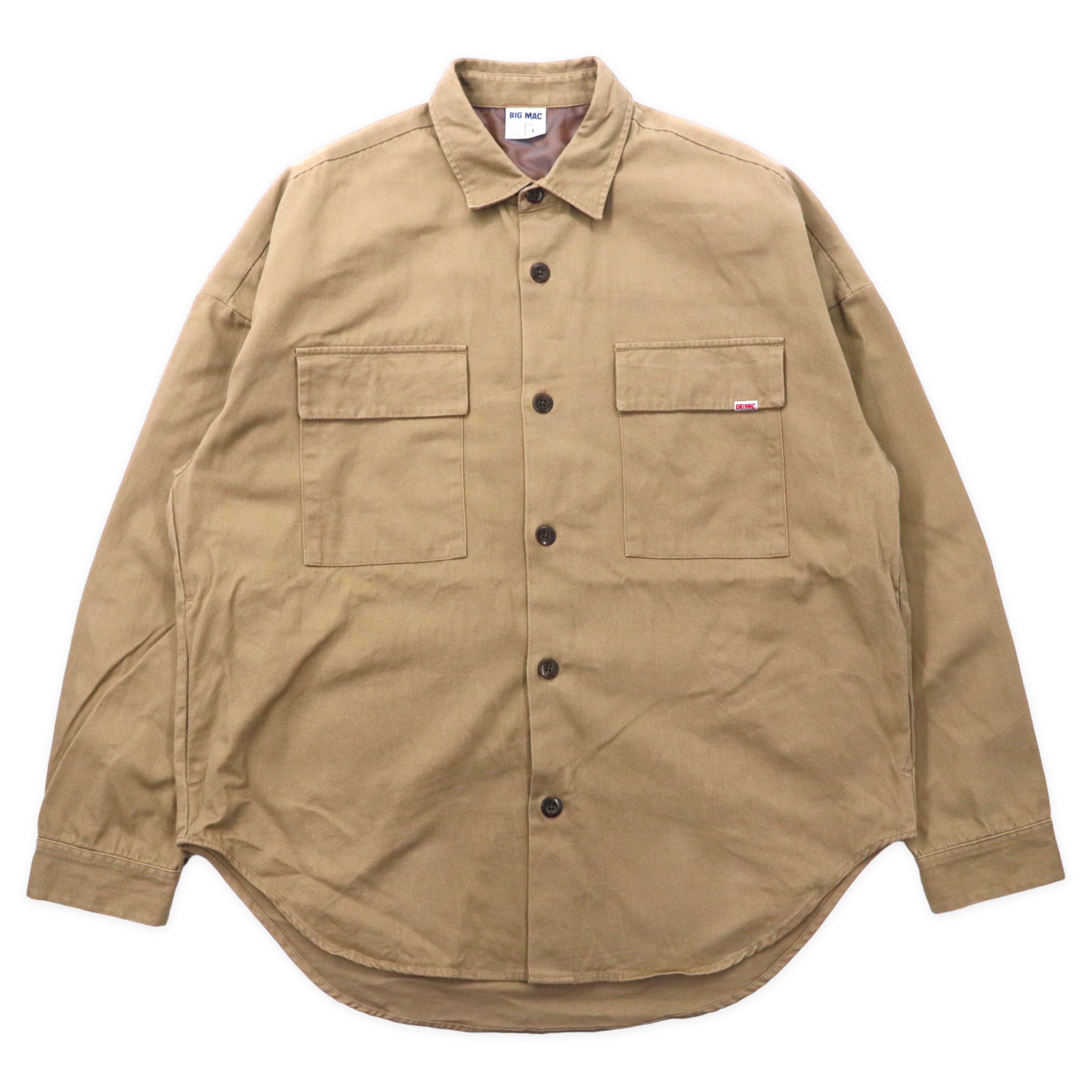 BIG MAC Over-sized Twill CPO Shirt Jacket Workshirt L Beige