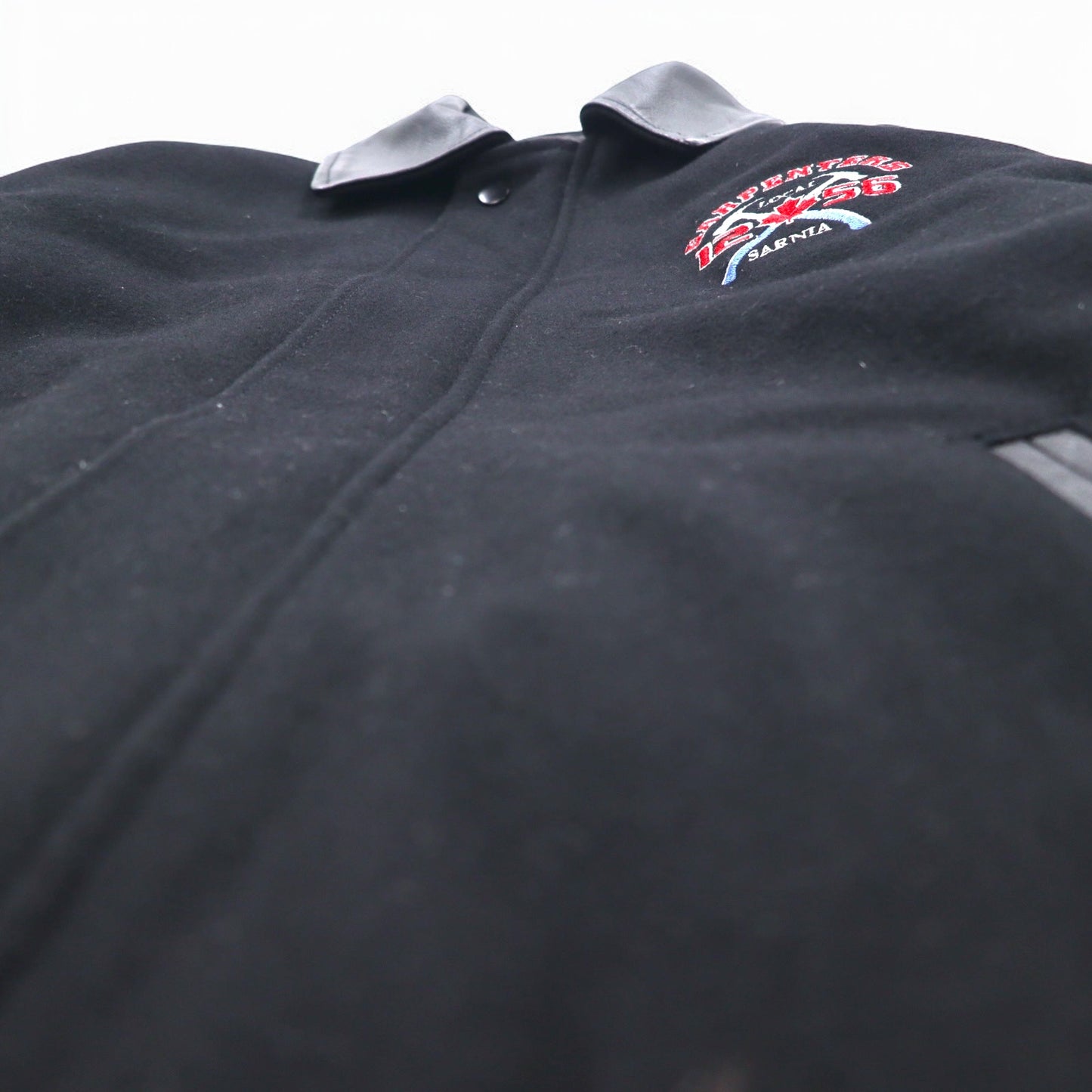 NORTH END Leather Switching Stadium Jacket M Black Wool Quilted Liner Embroidery