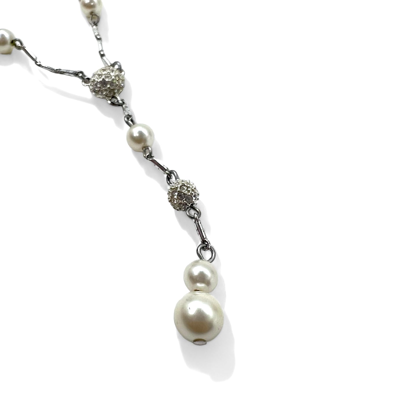 GIVENCHY Point Pearl Y-shaped Long Necklace in Silver
