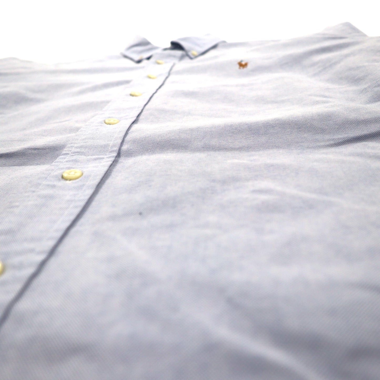 RALPH LAUREN 90s YARMOUTH Big Size Oxford Button Down Shirt L Blue Small Pony Embroidery