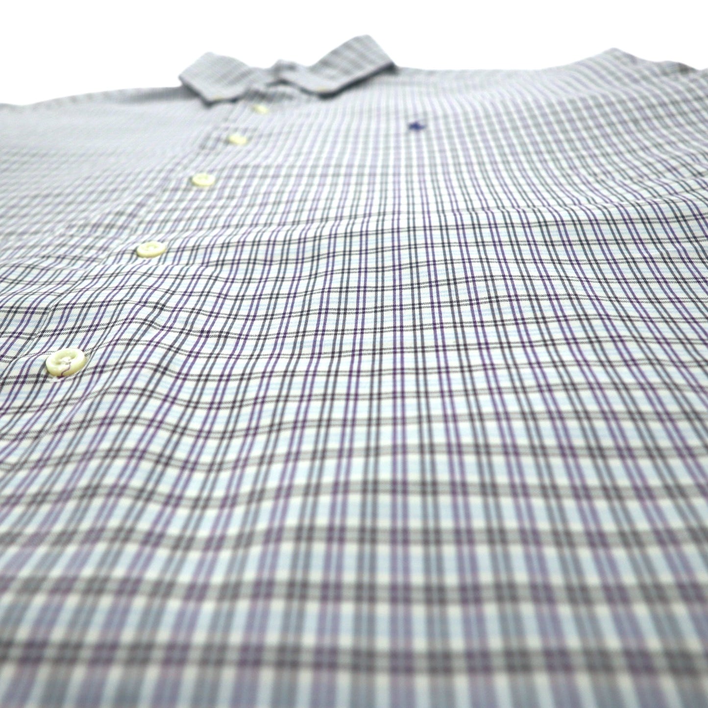 RALPH LAUREN 90s MCMEEL Big Size Button Down Shirt L Blue Check Small Pony Embroidery