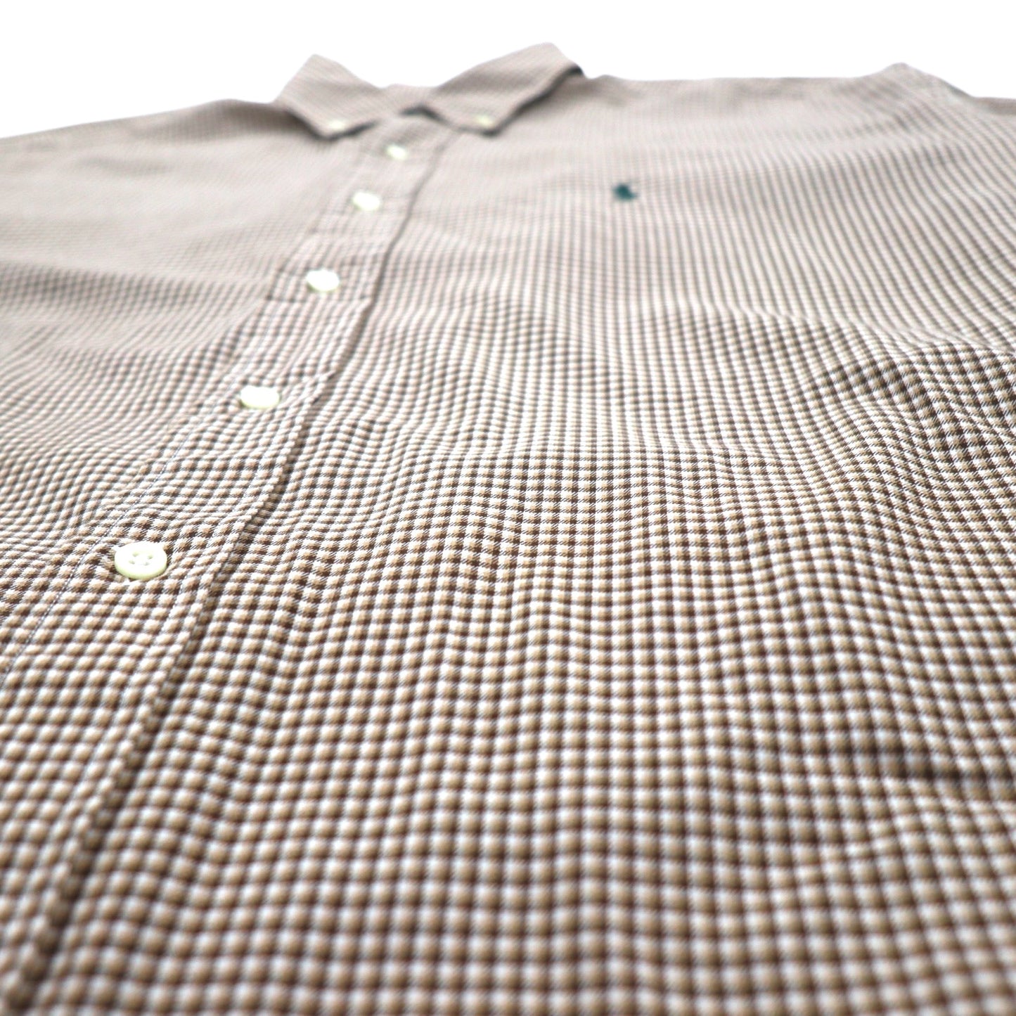RALPH LAUREN 90s BLAKE Big Size Button Down Shirt XL Brown Check Small Pony Embroidery